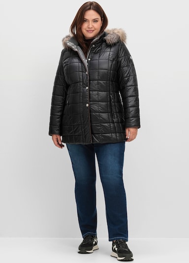 Steppjacke mit Reißverschluss-Seitenschlitzen - schwarz