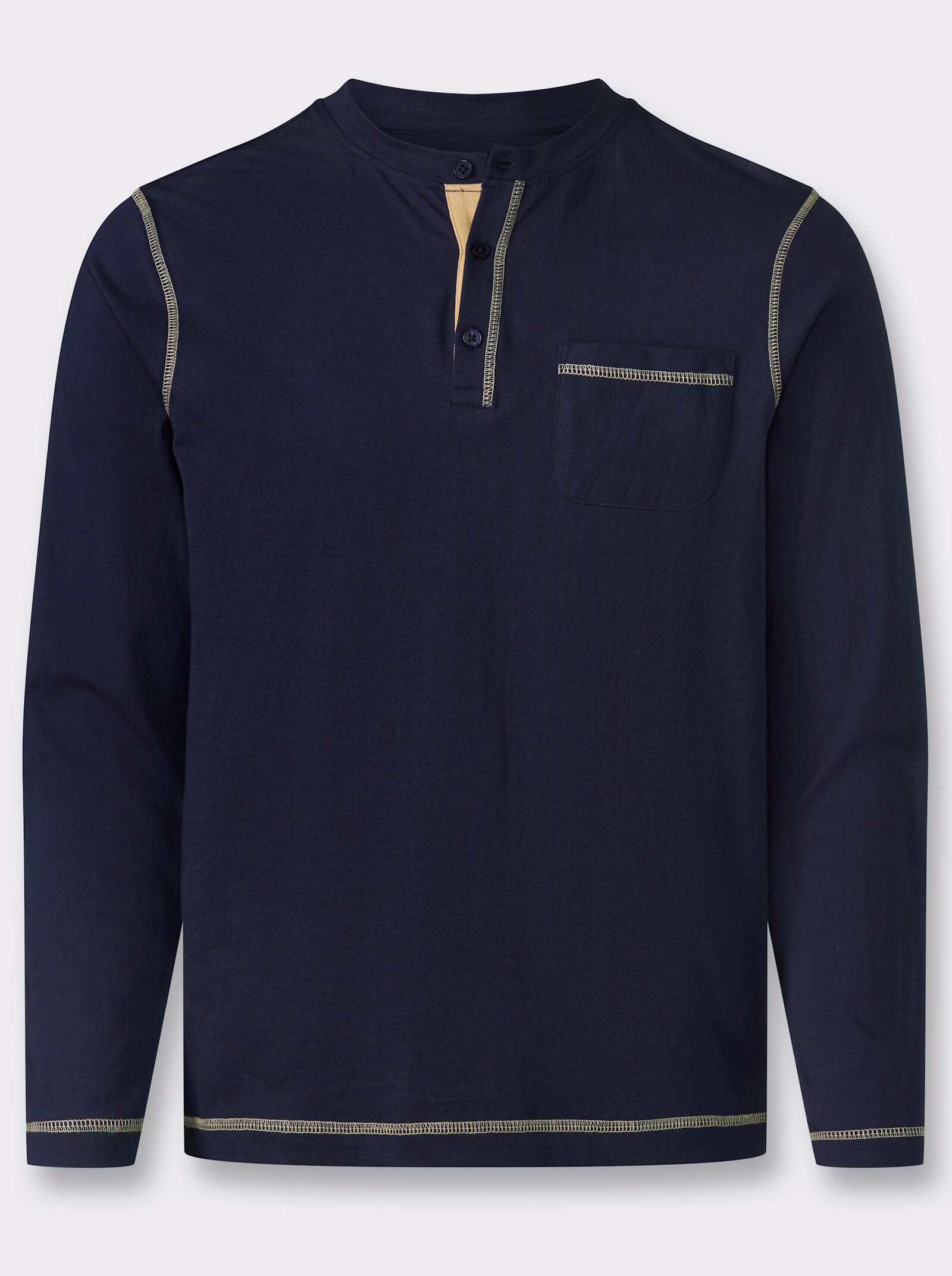 Langarmshirt mit Flatlock-Nähten - marine