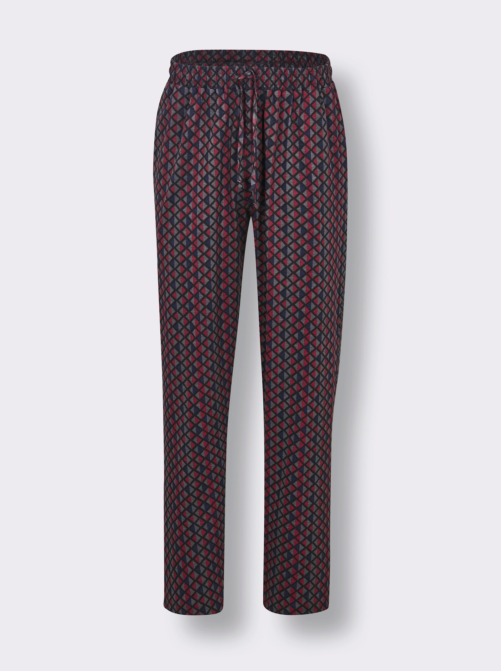wäschepur men Hose lang - schwarz-dunkelrot-bedruckt