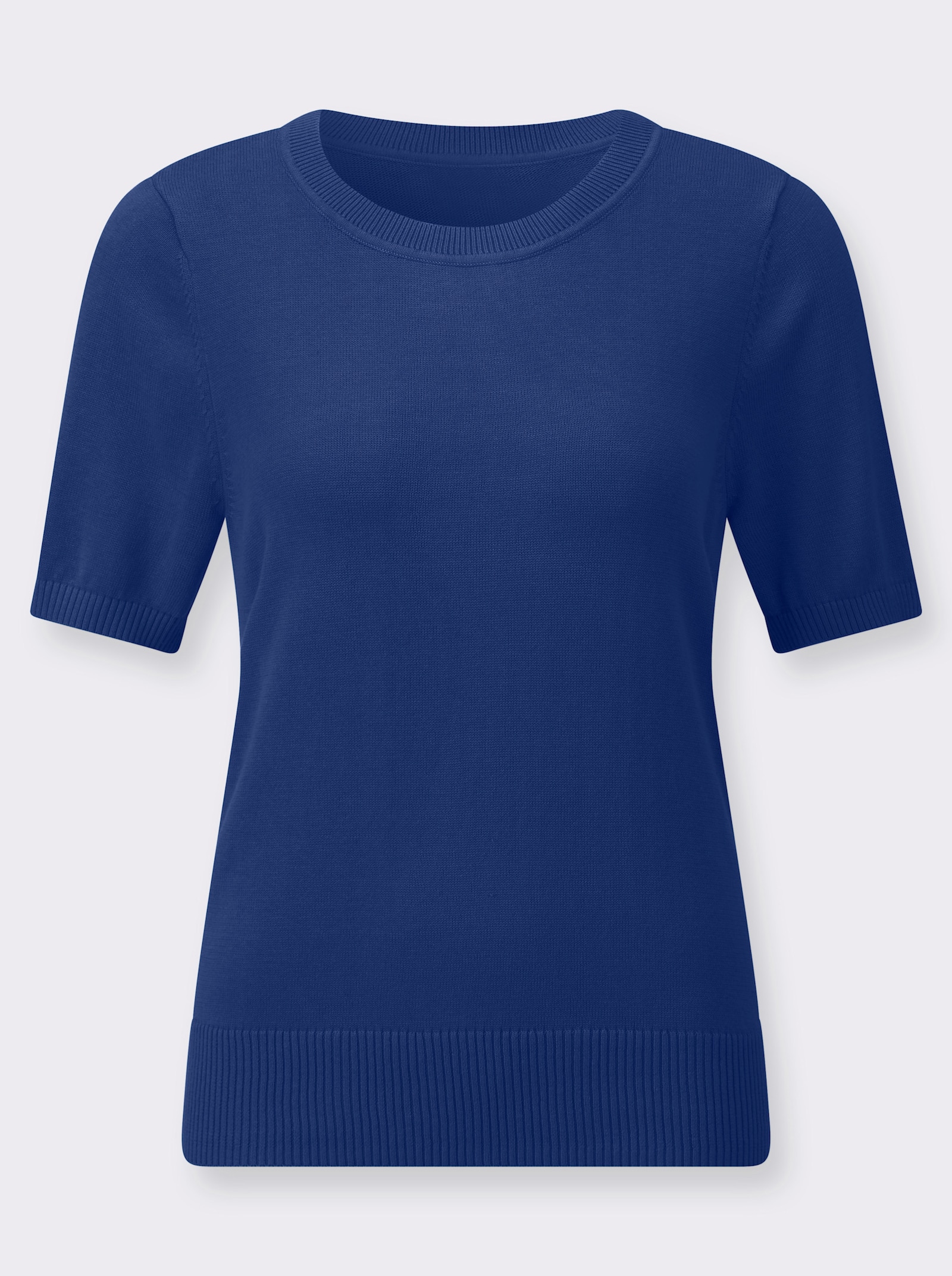 Bavlněný svetr s žebrovanými náplety - královská modrá