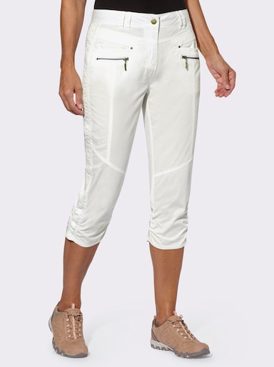 Caprihose mit Raffung am Bein - ecru