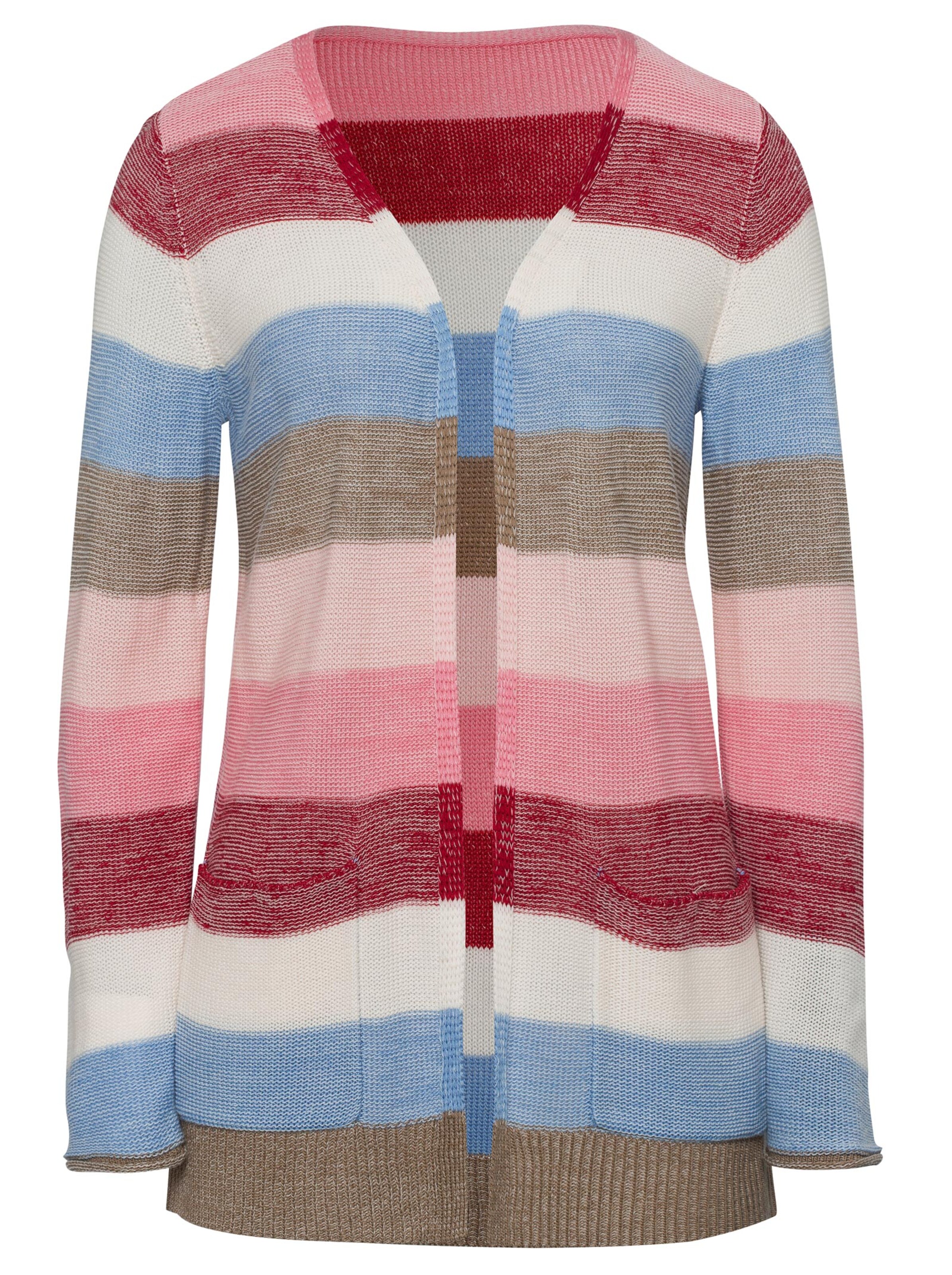 Strickjacke - rosé-geringelt