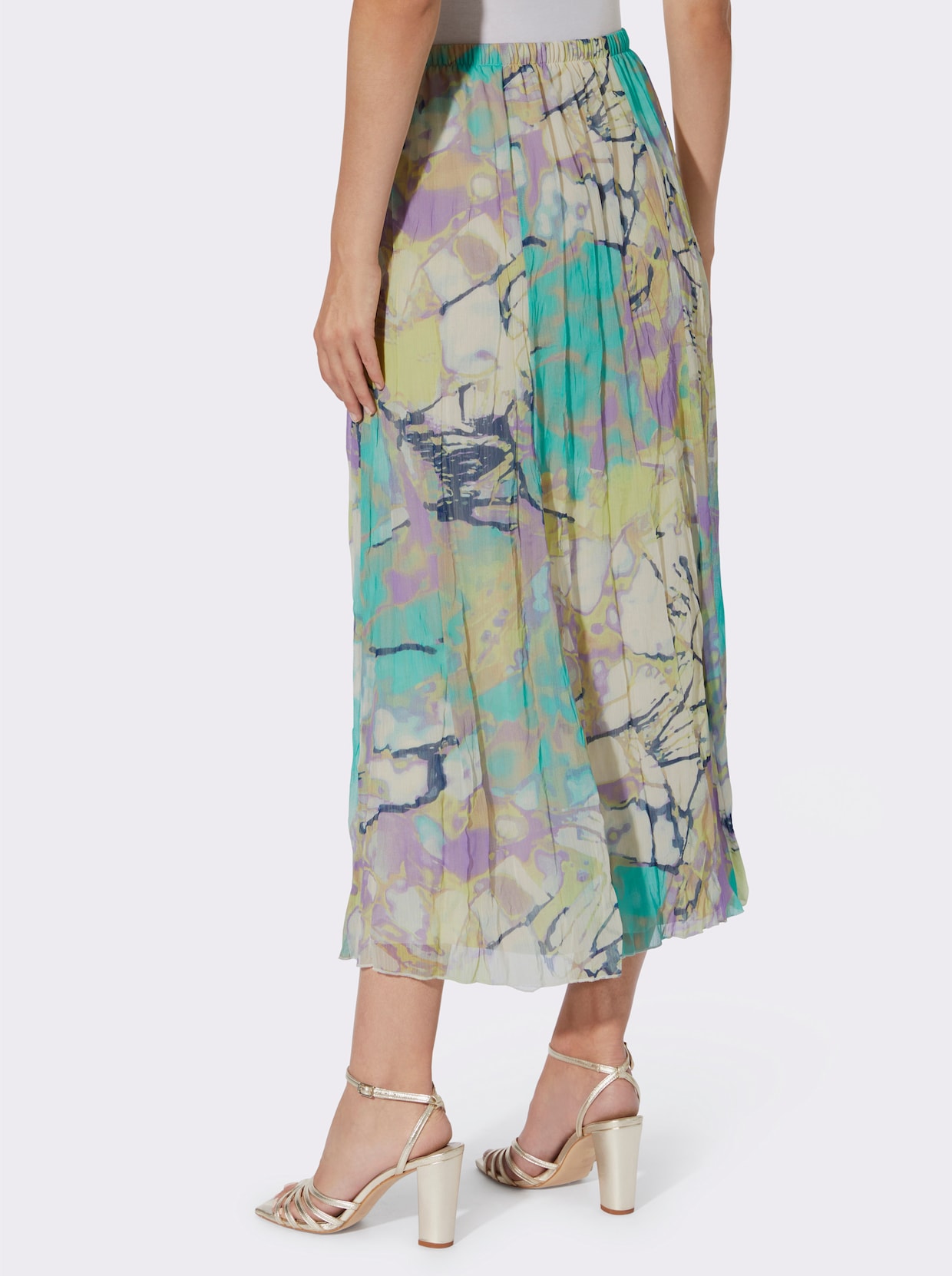 heine Rok met print - lila/champagne bedrukt