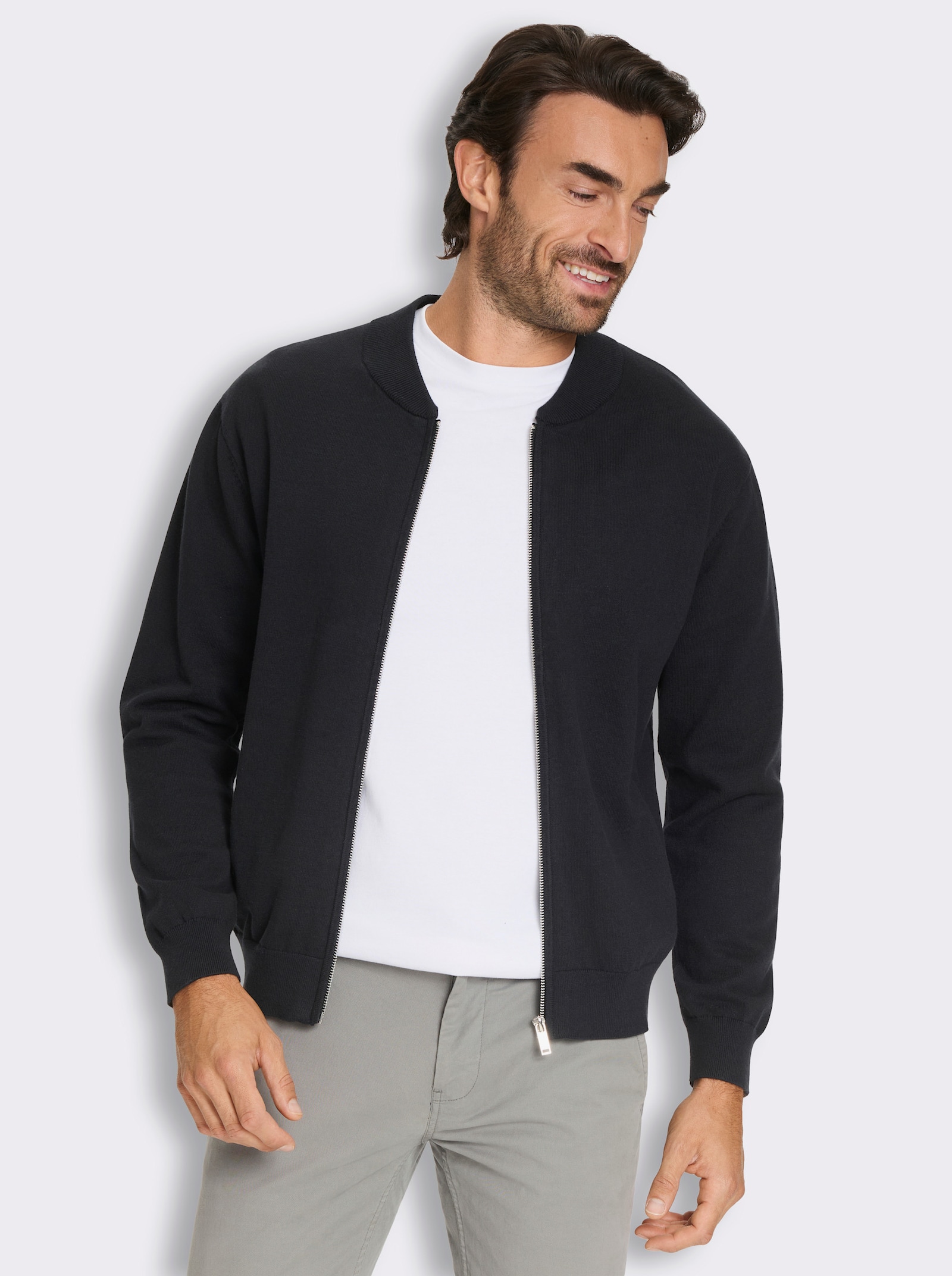 Marco Donati Strickjacke im Blouson-Stil, mit Baumwolle - schwarz