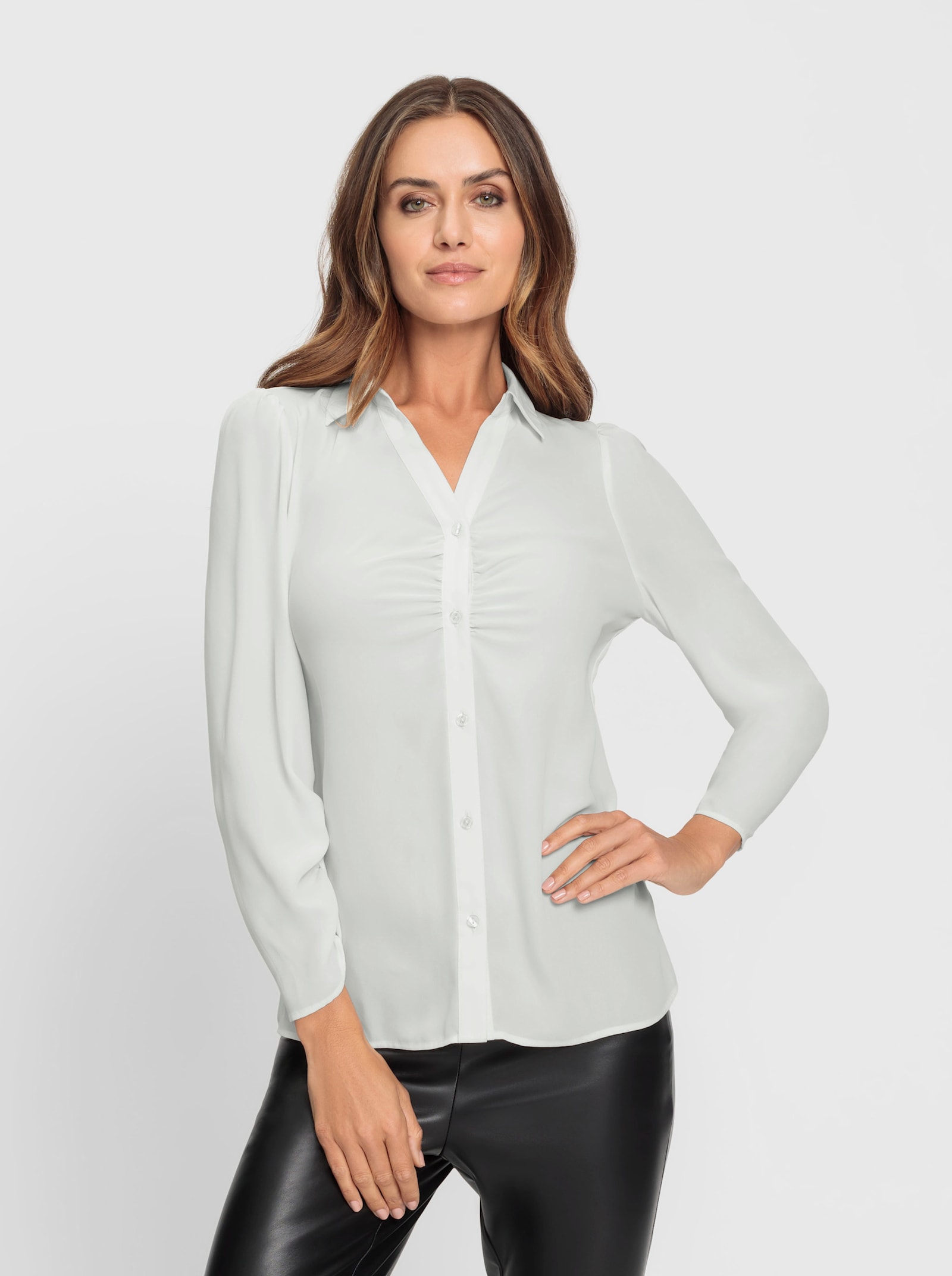 heine Crêpeblouse met rimpelingen - ecru