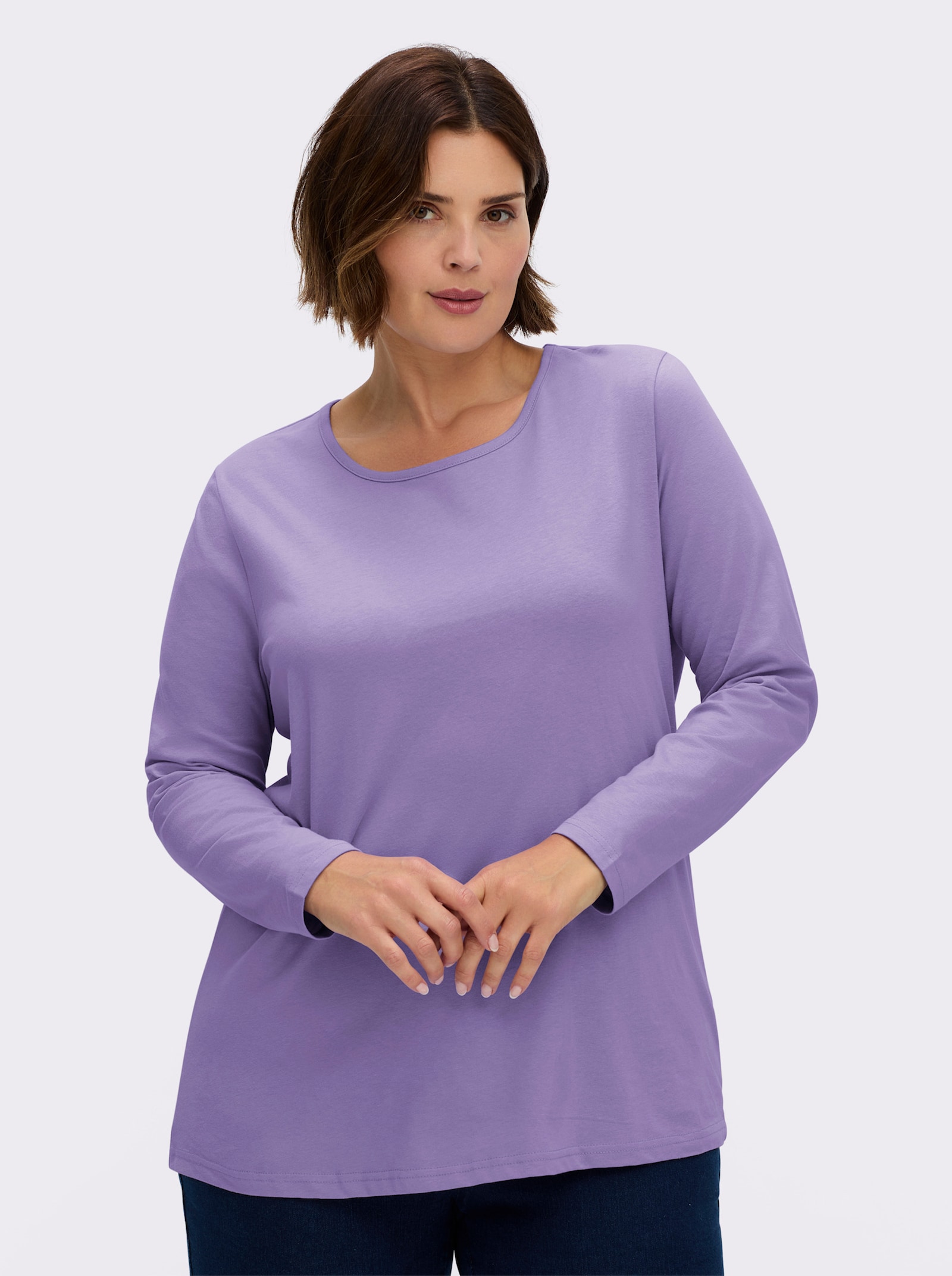 Langarmshirt in weiter Form - lavendel