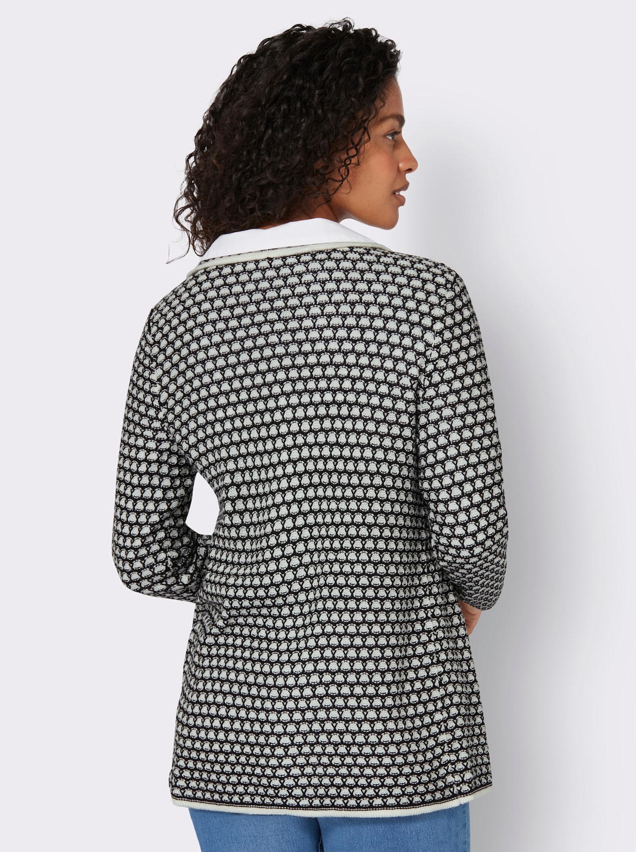 Veste en tricot - écru-noir à motifs