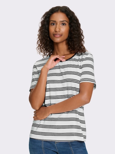 heine Kurzarmshirt - schwarz-ecru-gestreift