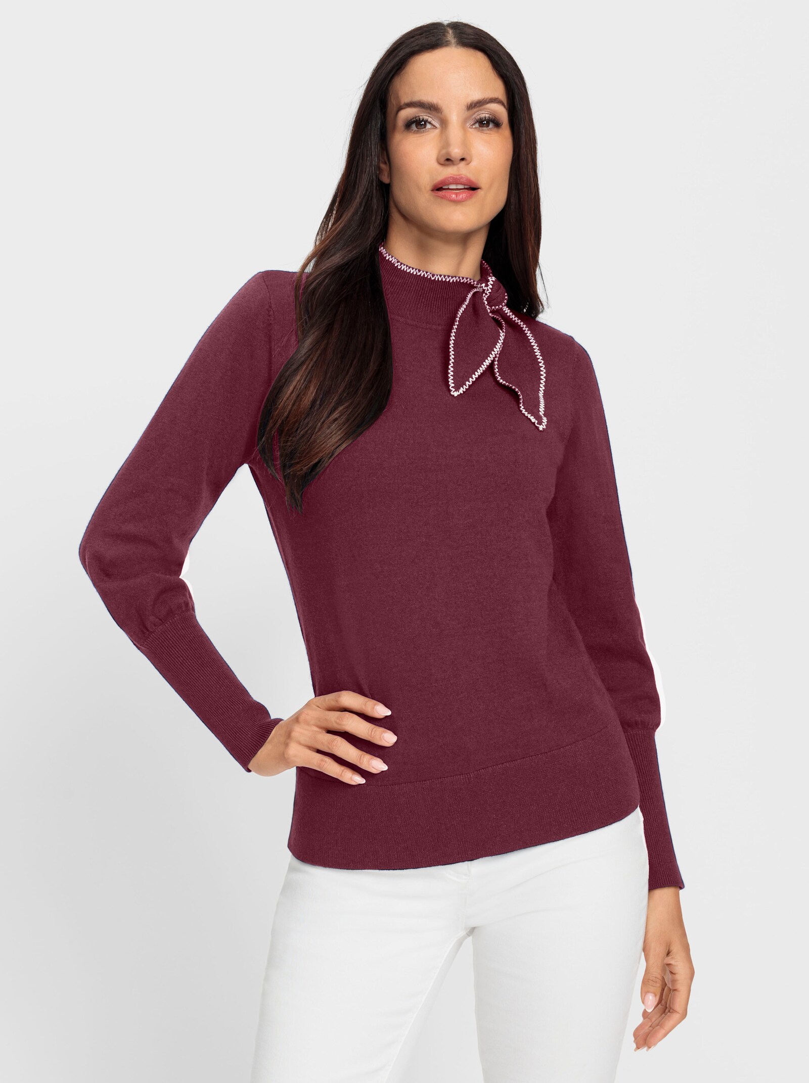 heine Stehkragenpullover mit seitlicher Schluppe - bordeaux