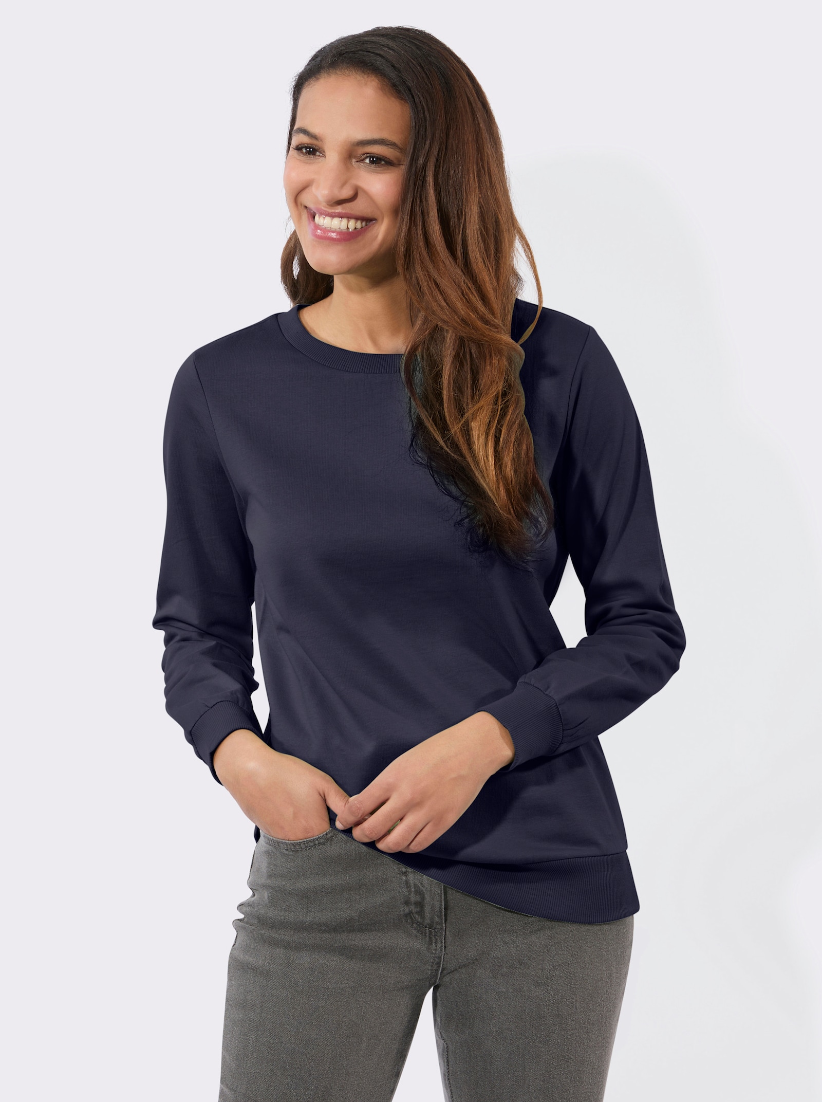 Sweatshirt mit Ripp-Abschlüssen - marine