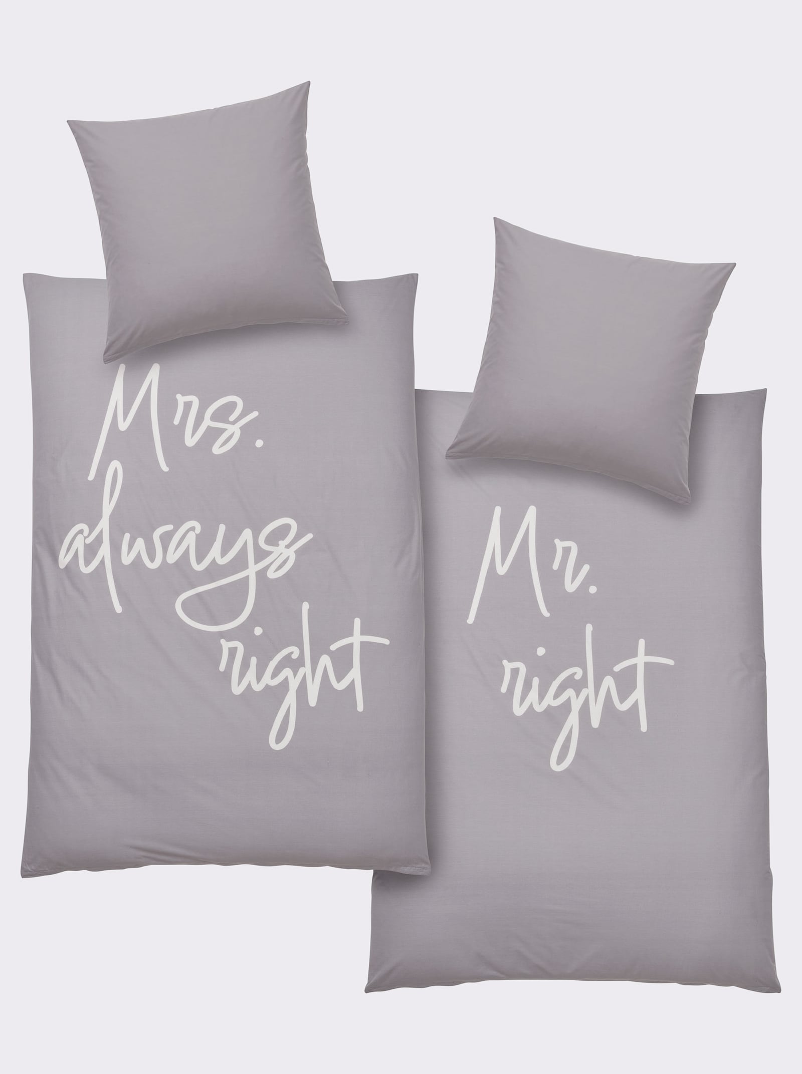 Impressionen Bedtextiel - steengrijs/wit bedrukt