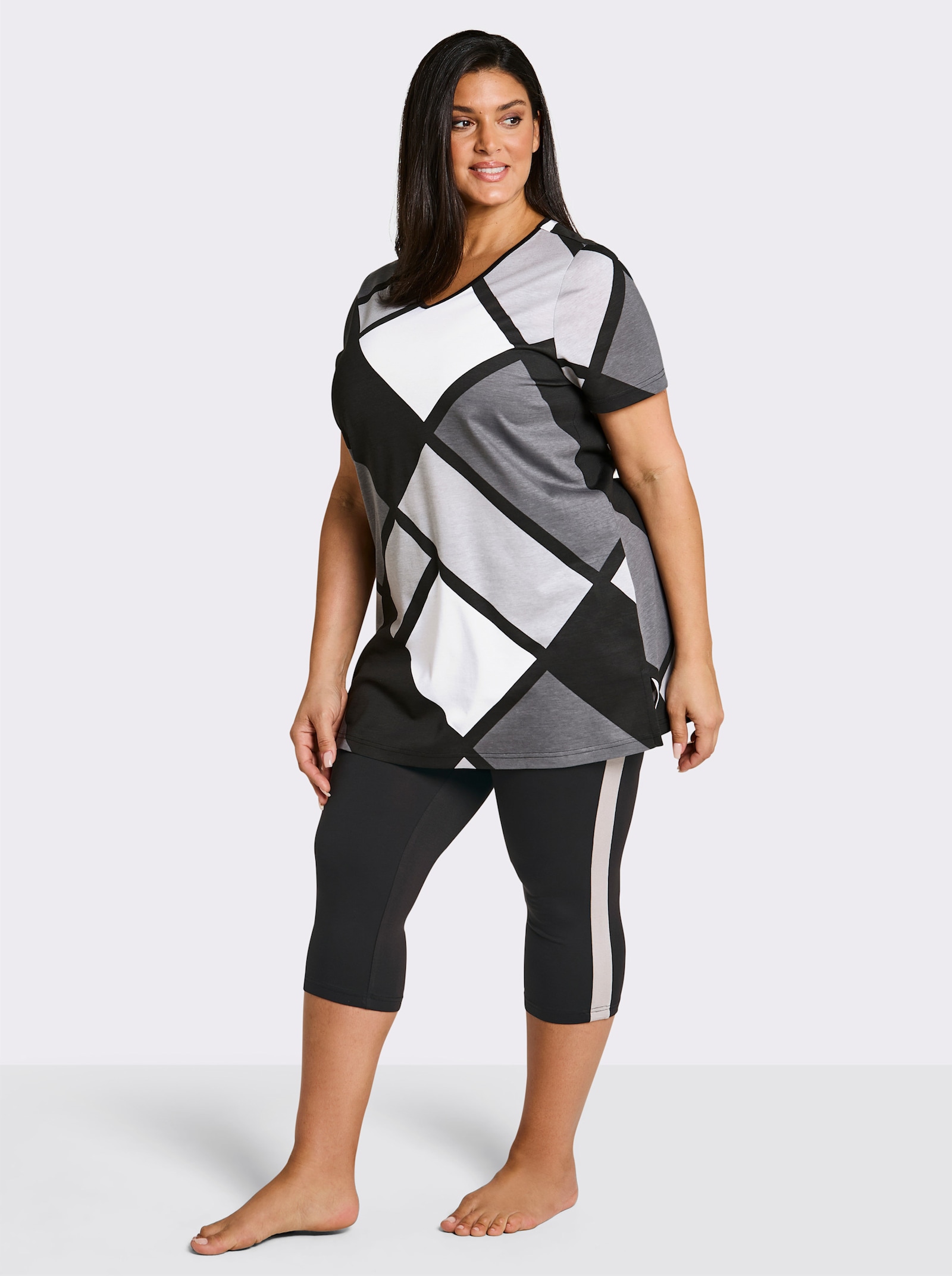 wäschepur Caprianzug mit Grafik-Dessin - schwarz-anthrazit-bedruckt