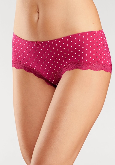 LASCANA Panty - rood gestreept, effen, gestippeld