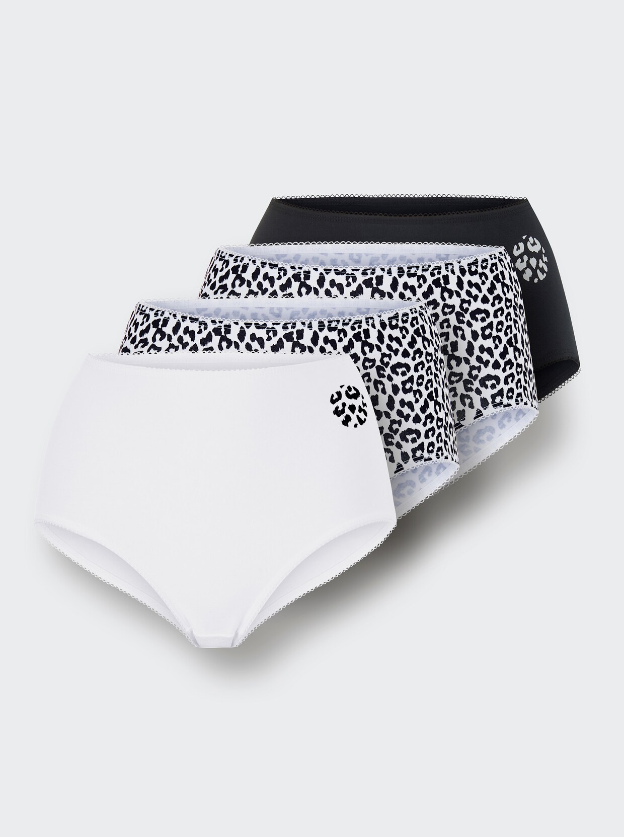 Tailleslip - 2x zwart/wit gedessineerd + 1x zwart + 1x wit