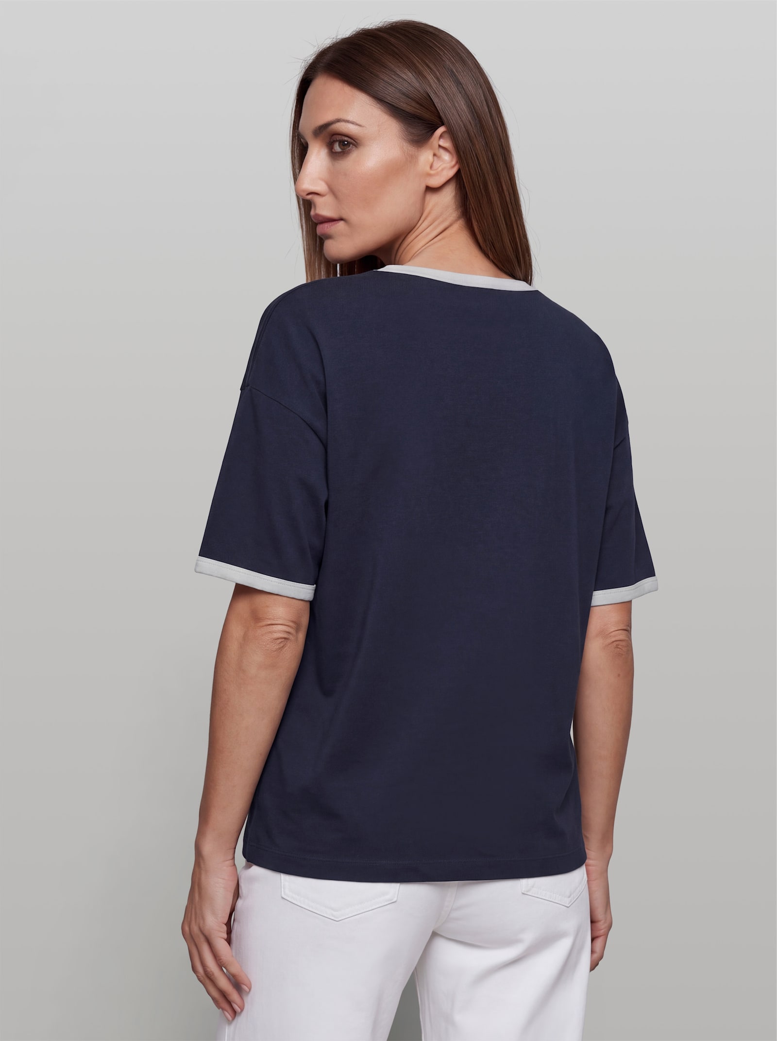 heine Kurzarmshirt mit Applikation - marine