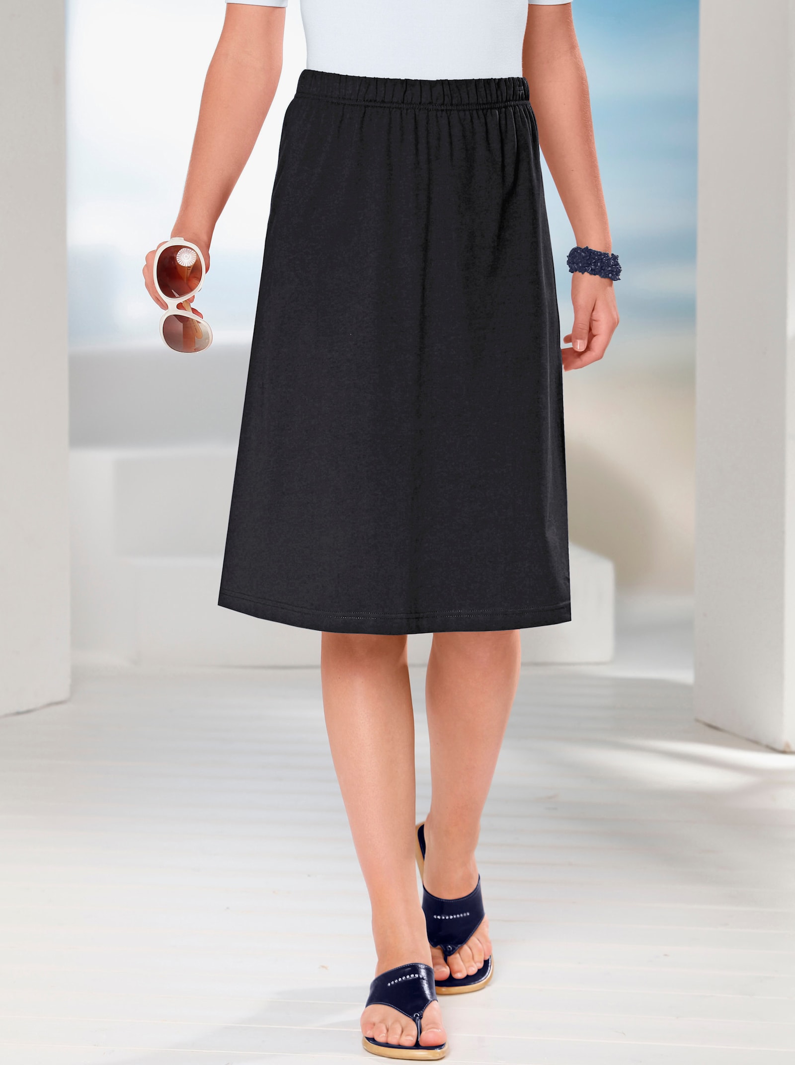 Jerseyrock mit Rundum-Dehnbund - schwarz