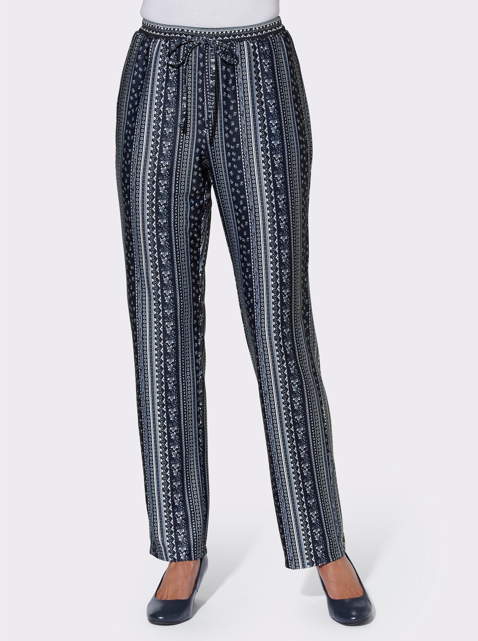 Jerseyhose in Schlupfform - marine-gestreift