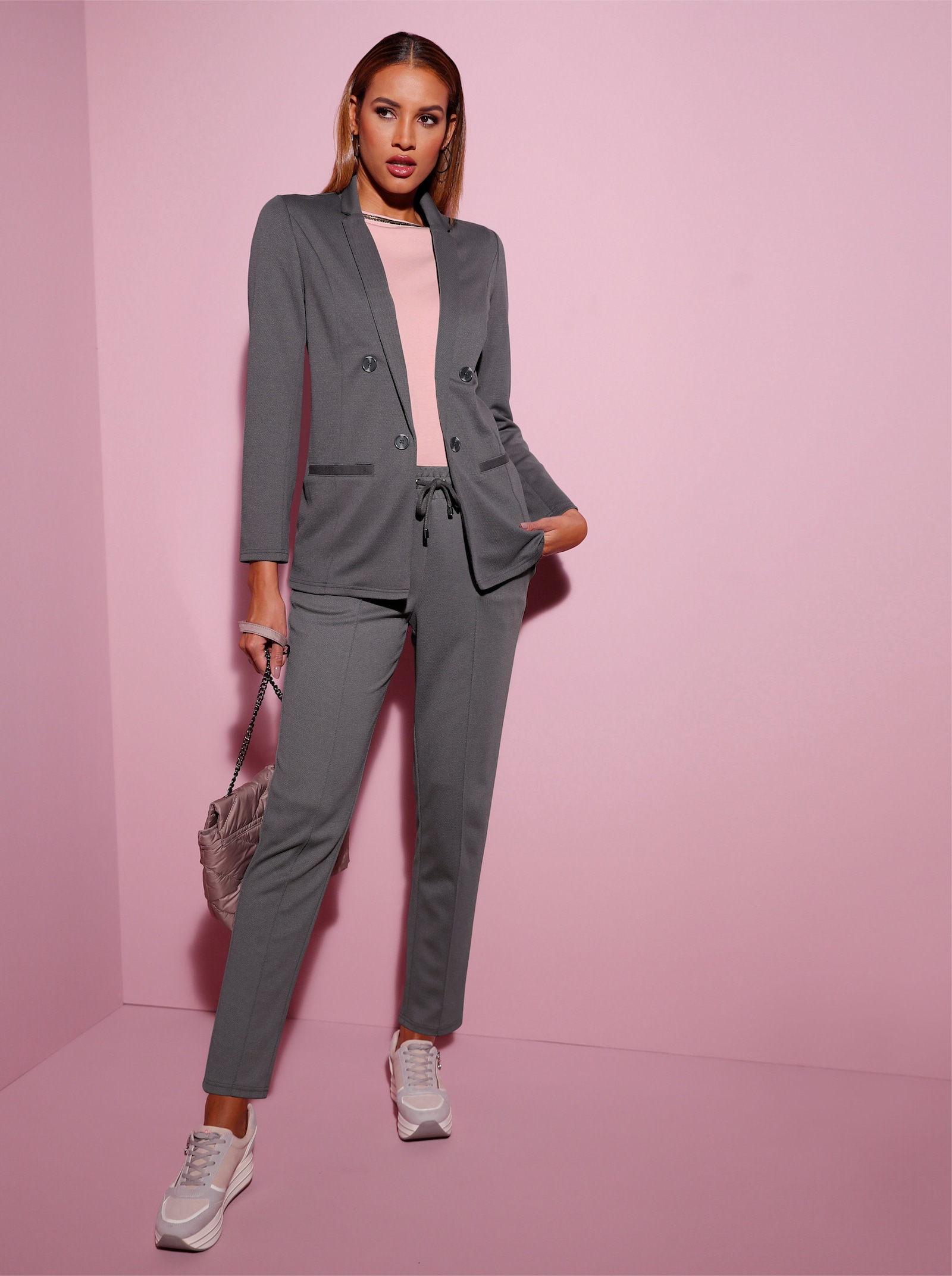 Blazer met sierknopen - antraciet