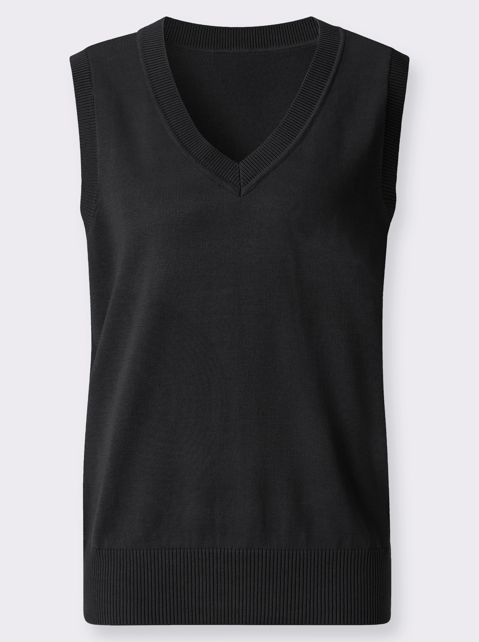 Pullunder mit gerippten Abschlüssen - schwarz