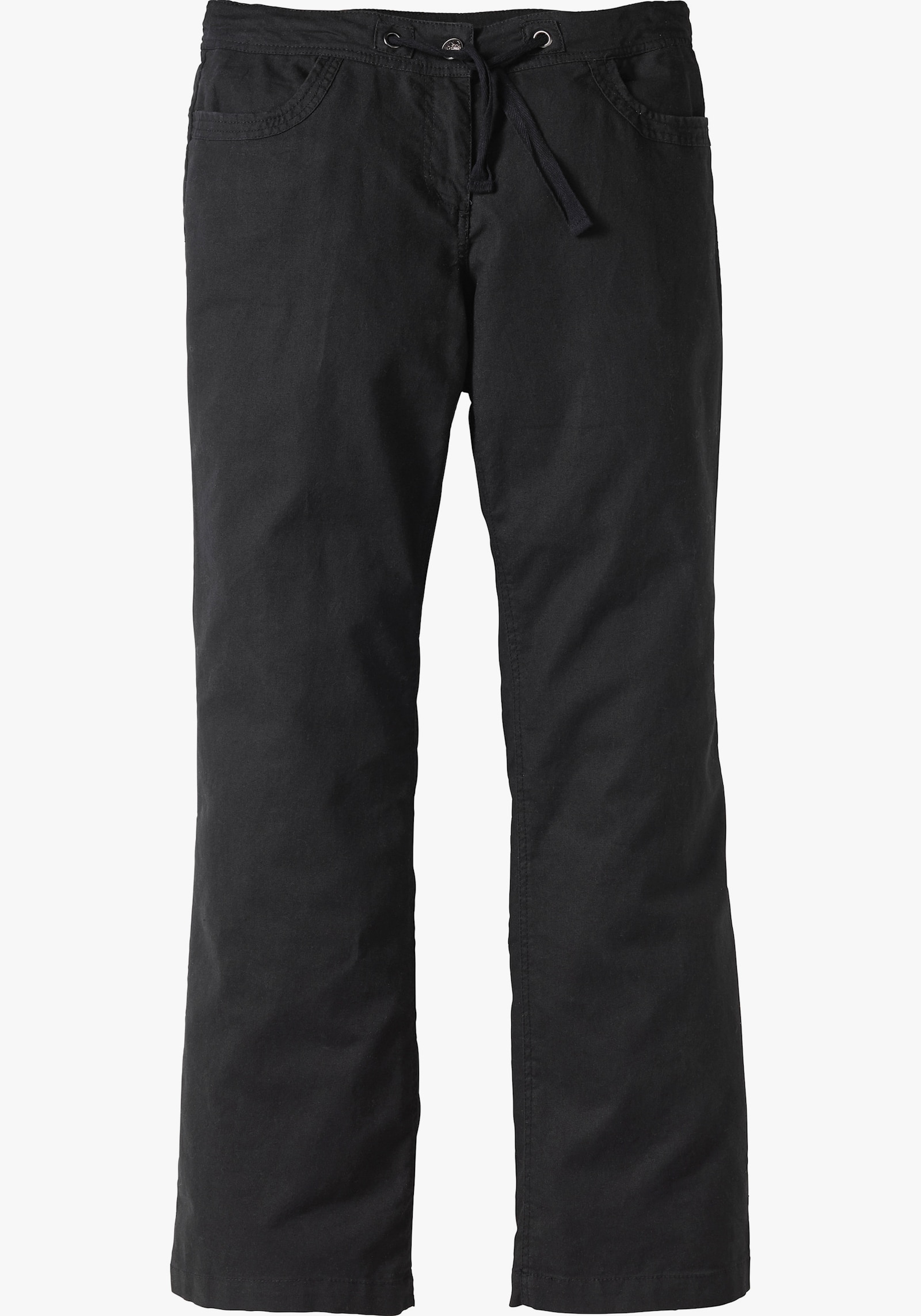 sheego Bootcut broek met linnen - zwart