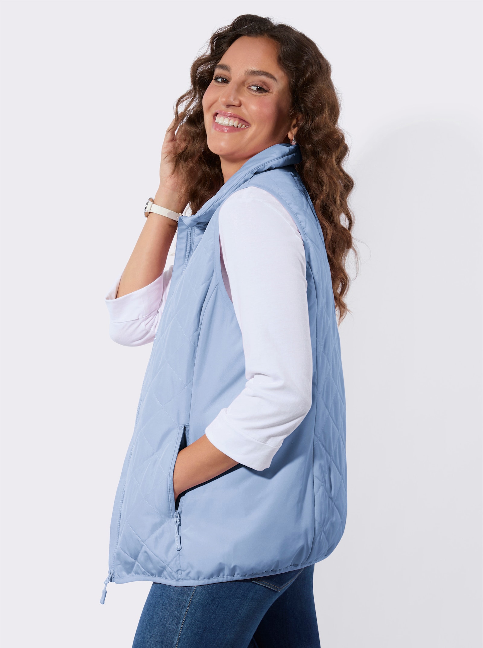 Steppweste in Microfaser-Qualität - eisblau