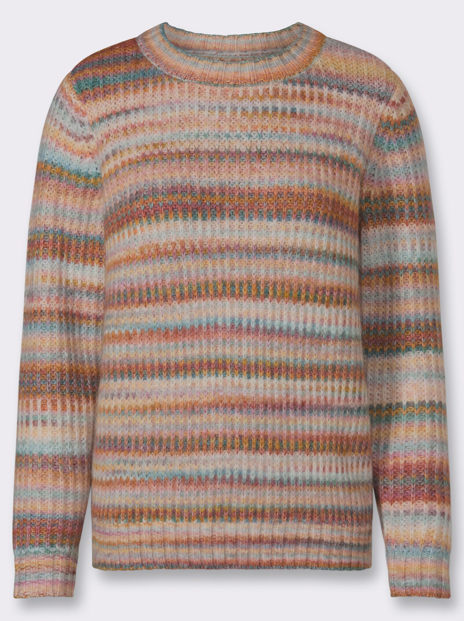 Pullover in flauschiger Ripp-Qualität - rotbraun-gemustert