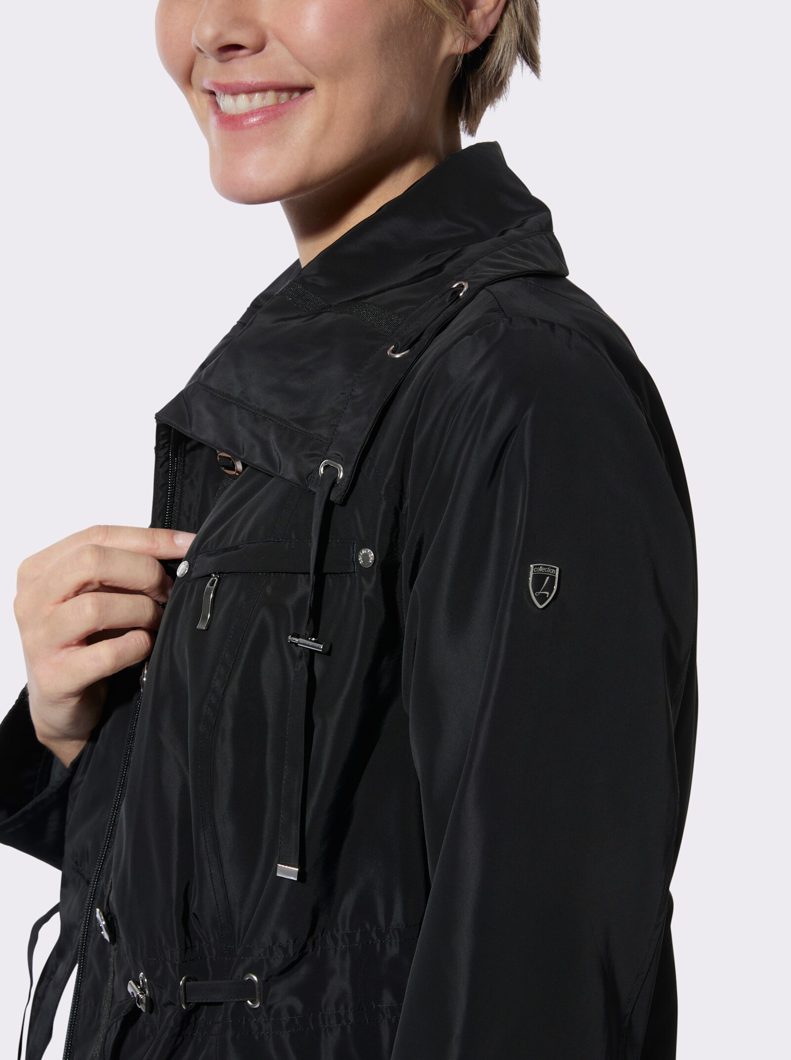 Übergangsjacke mit Umlegekragen - schwarz