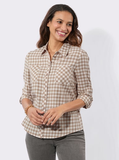 Flanellbluse im Karo-Dessin - beige-ecru-kariert