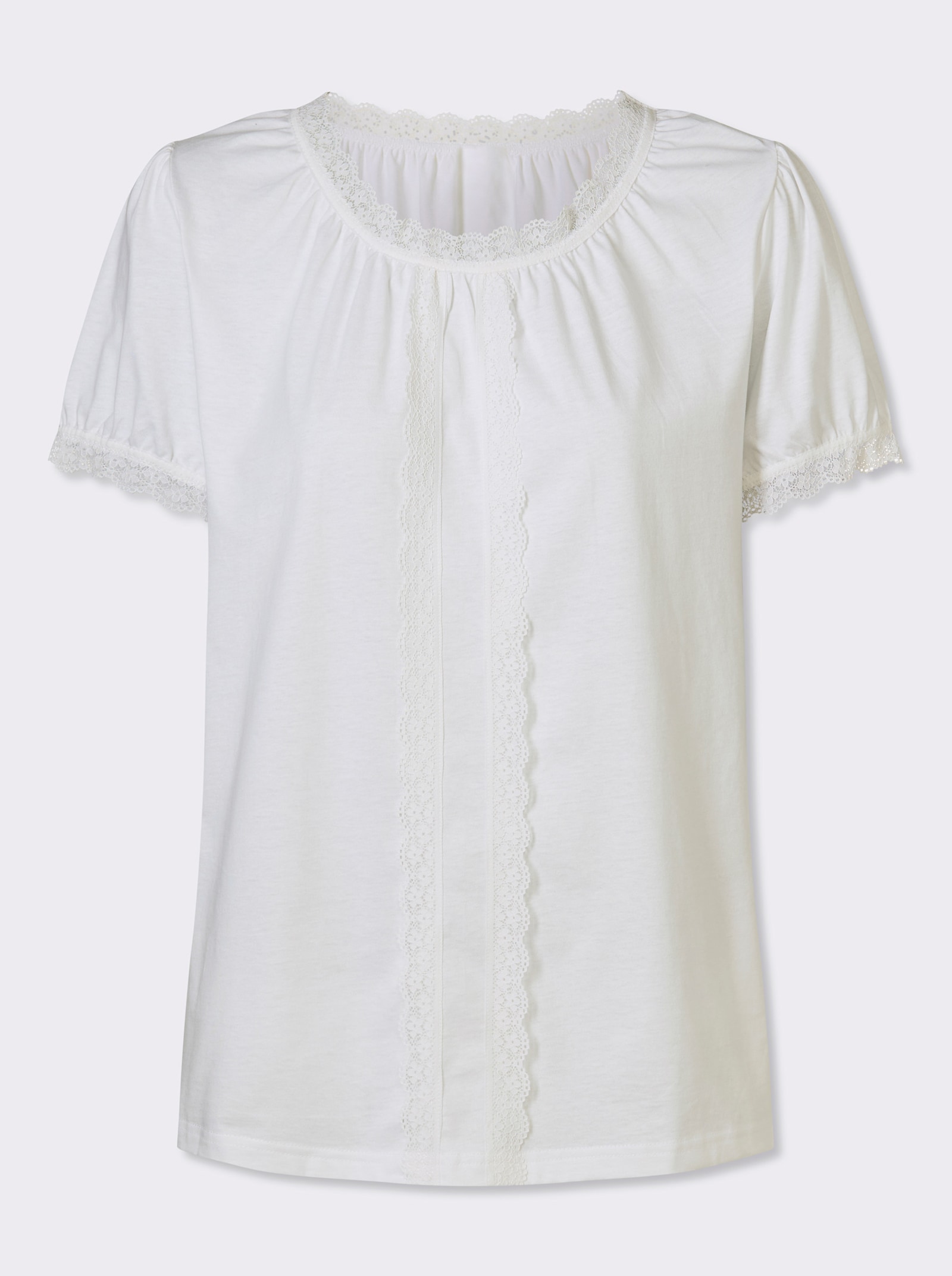 Trachtenshirt mit Spitzen-Verzierung - weiß