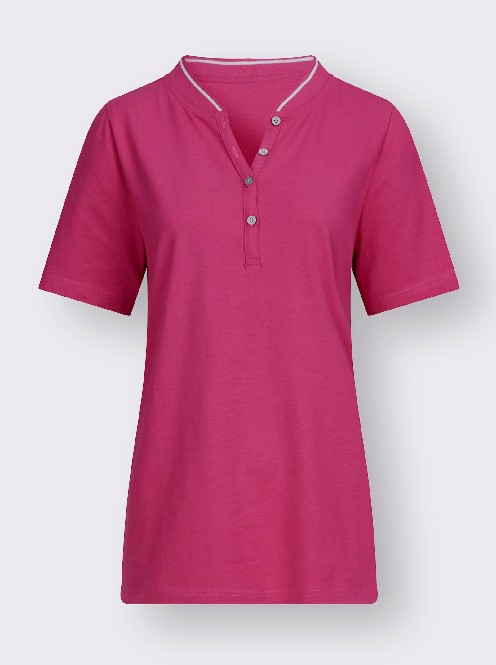 Kurzarmshirt mit Ripsband - fuchsia