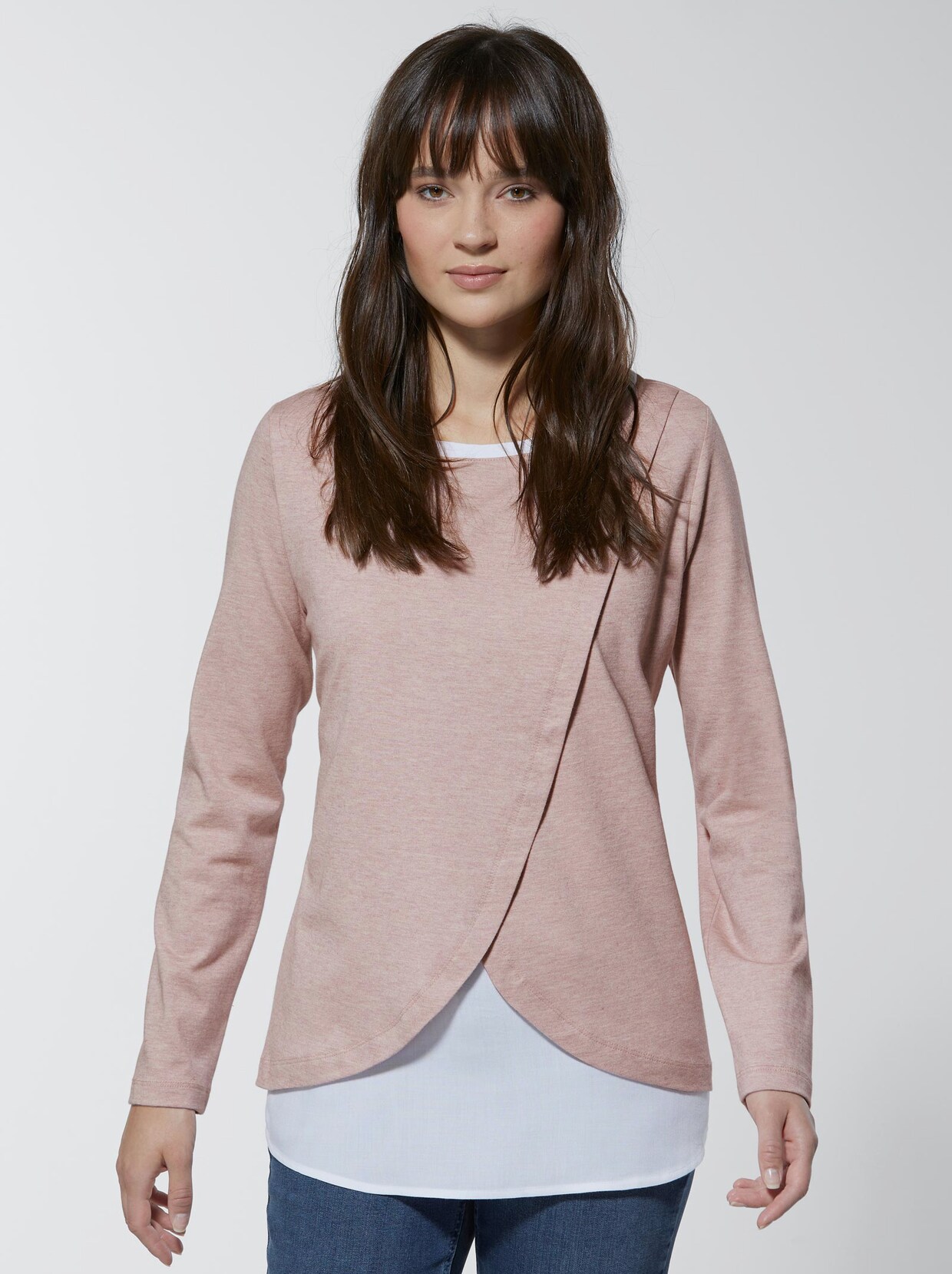 Creation L Premium Viskose-Woll-Shirt - rosé-meliert