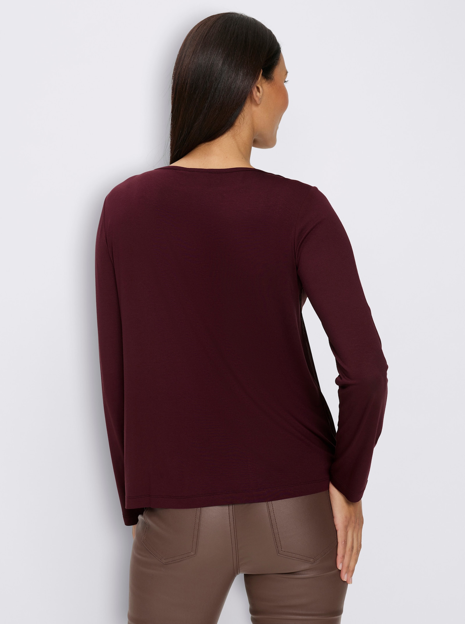 heine Langarmshirt mit Foliendruck - burgund-hellrosé