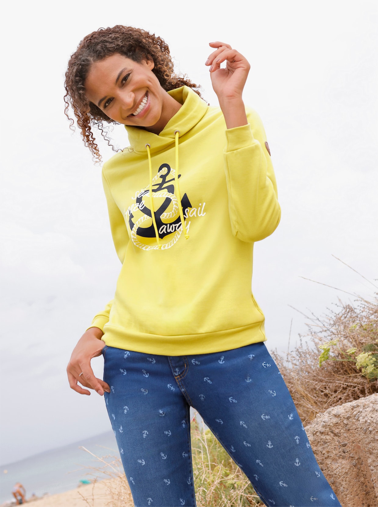 Sweatshirt mit weich angerauter Innenseite - limone