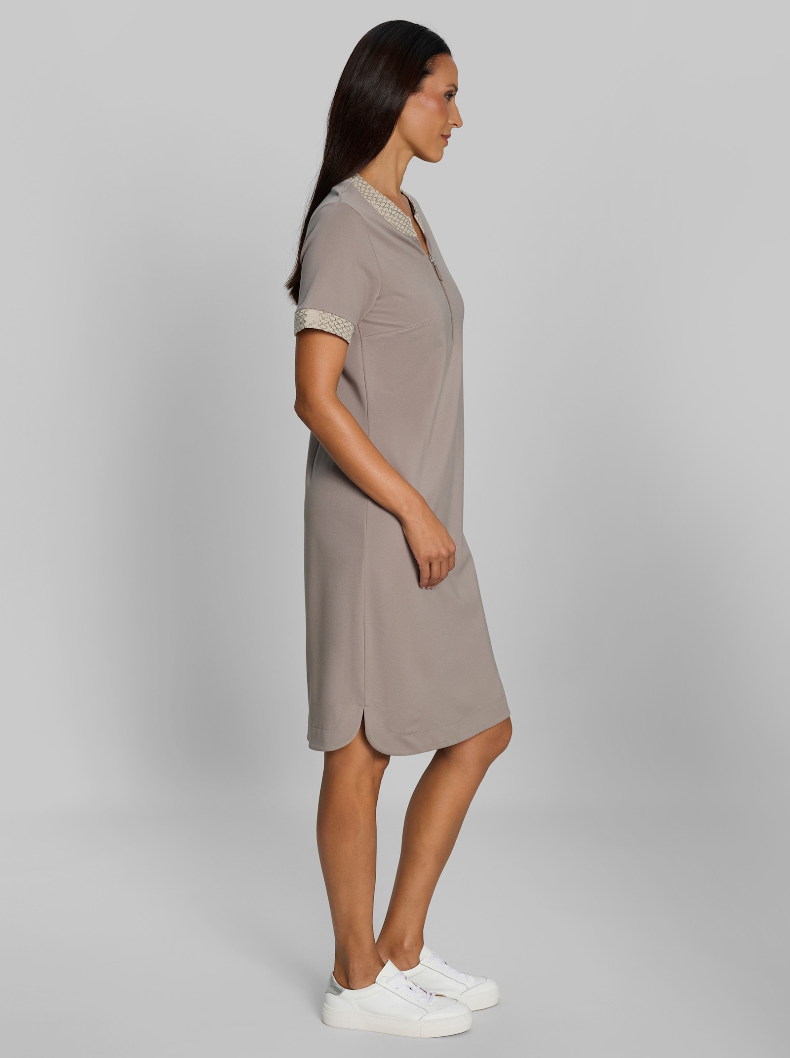 heine Jerseykleid mit Foliendruck - taupe