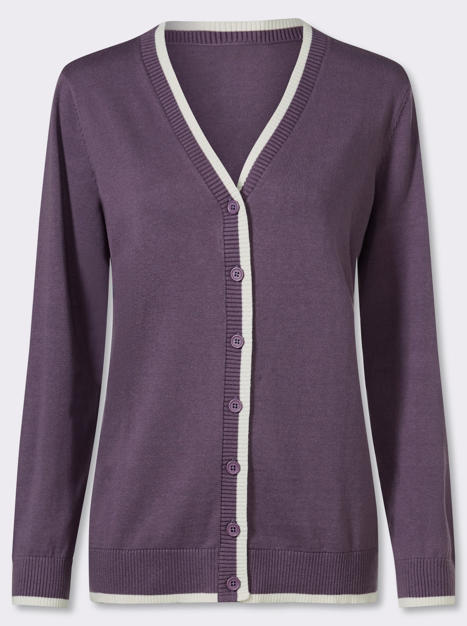 Strickjacke aus reiner Baumwolle - feige-ecru