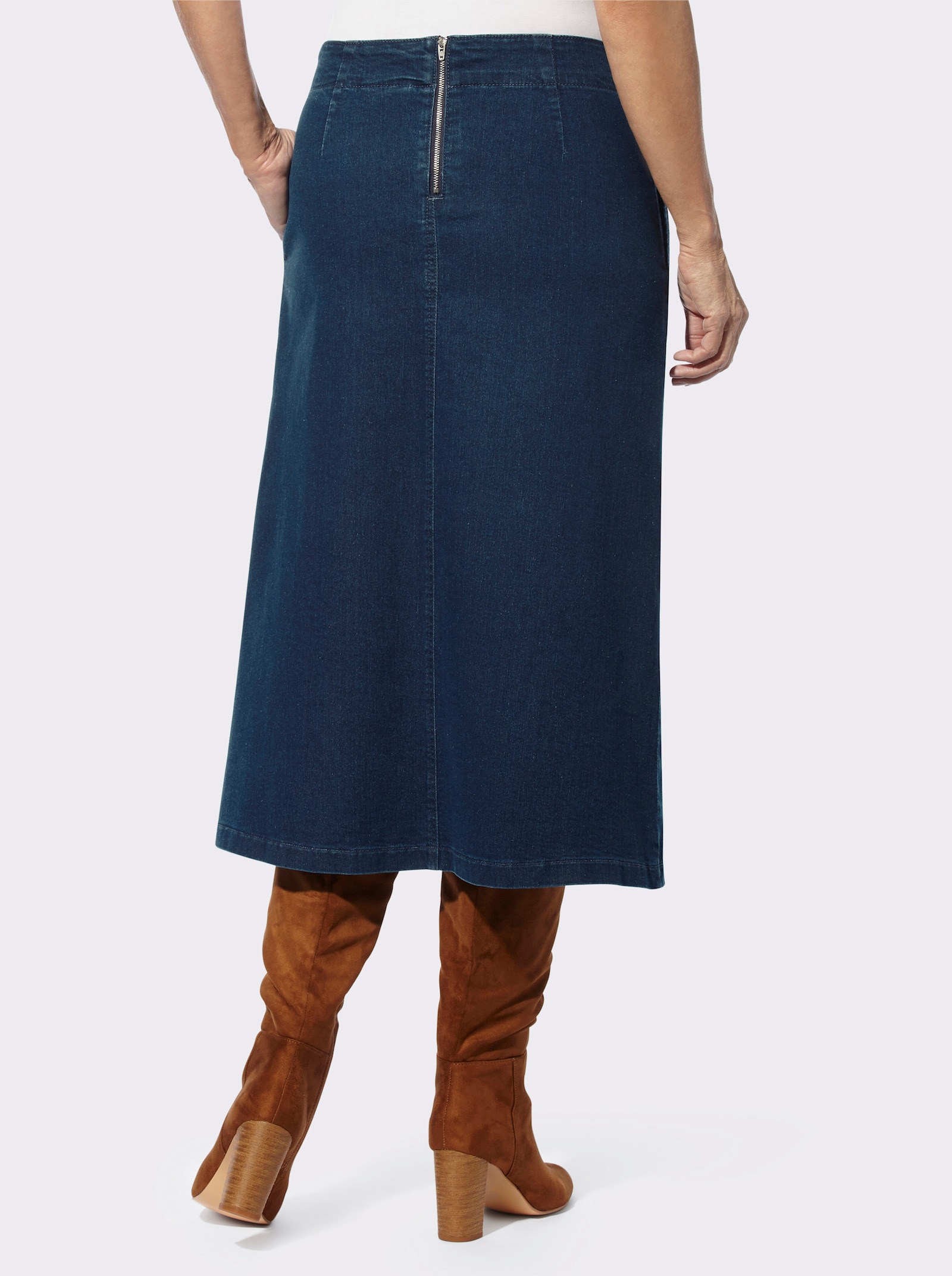 Jeansrock mit imitierter Knopfleiste - blue-stone-washed