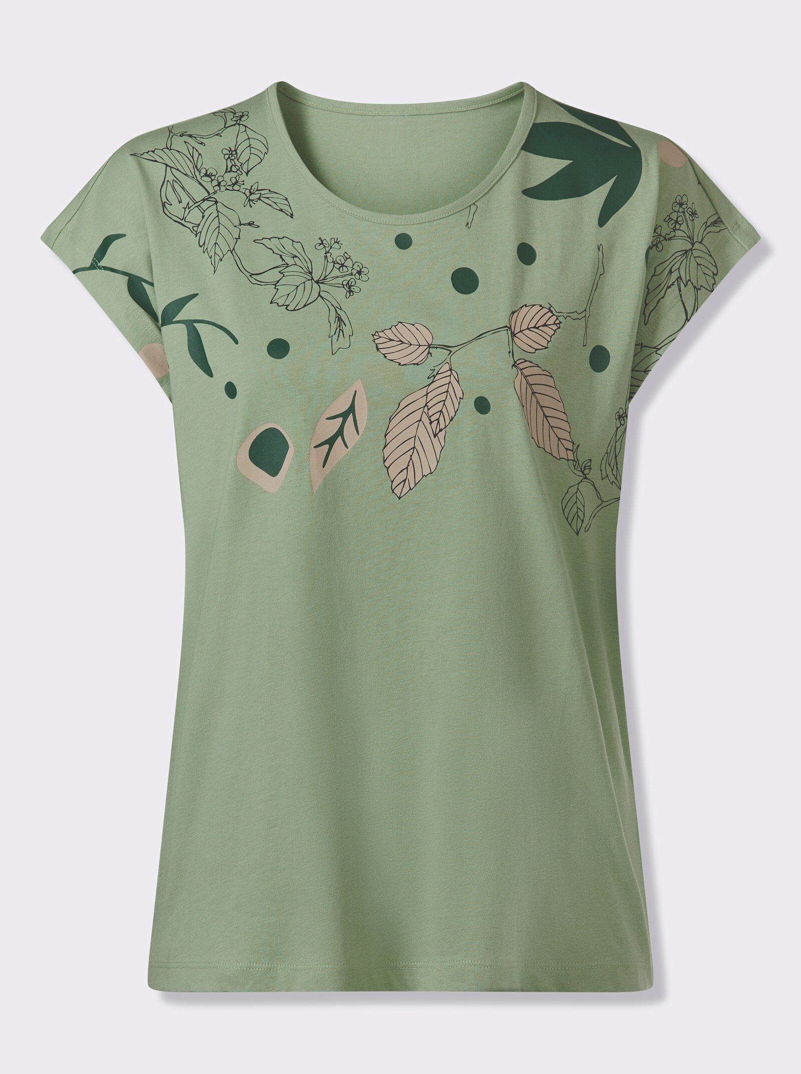 Rundhalsshirt mit platziertem Druck - eucalyptus-moos-bedruckt