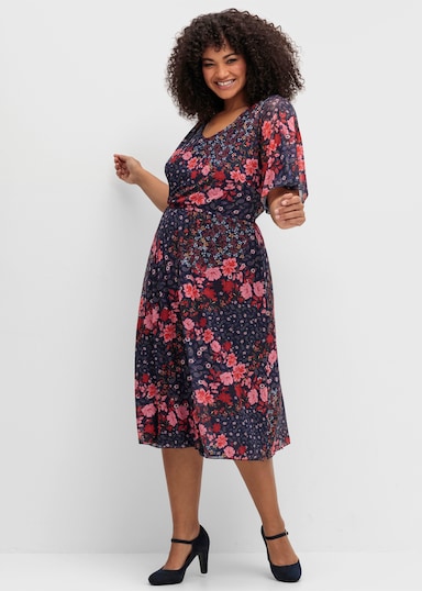 sheego by Joe Browns Mesh-Kleid - blau gemustert