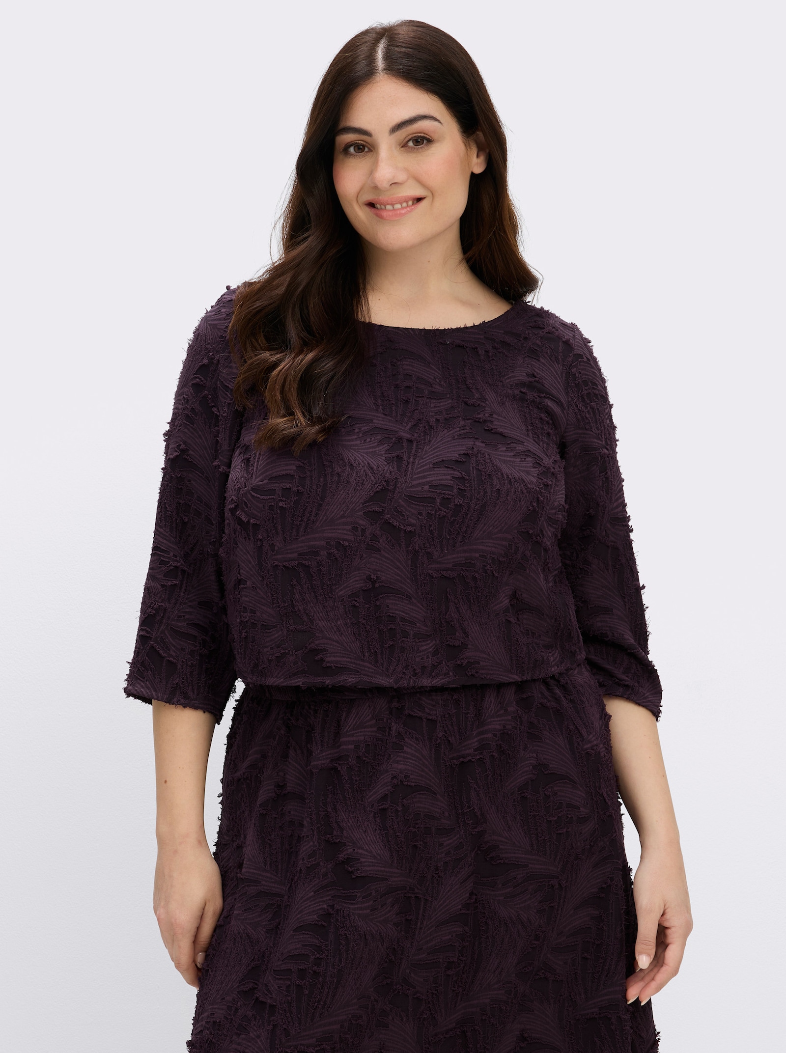 sheego Tunika mit 3/4-Ärmeln - aubergine