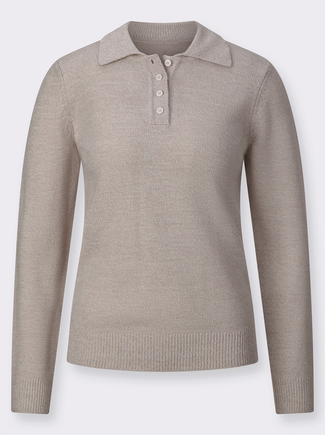 Polopullover - taupe-ecru-meliert