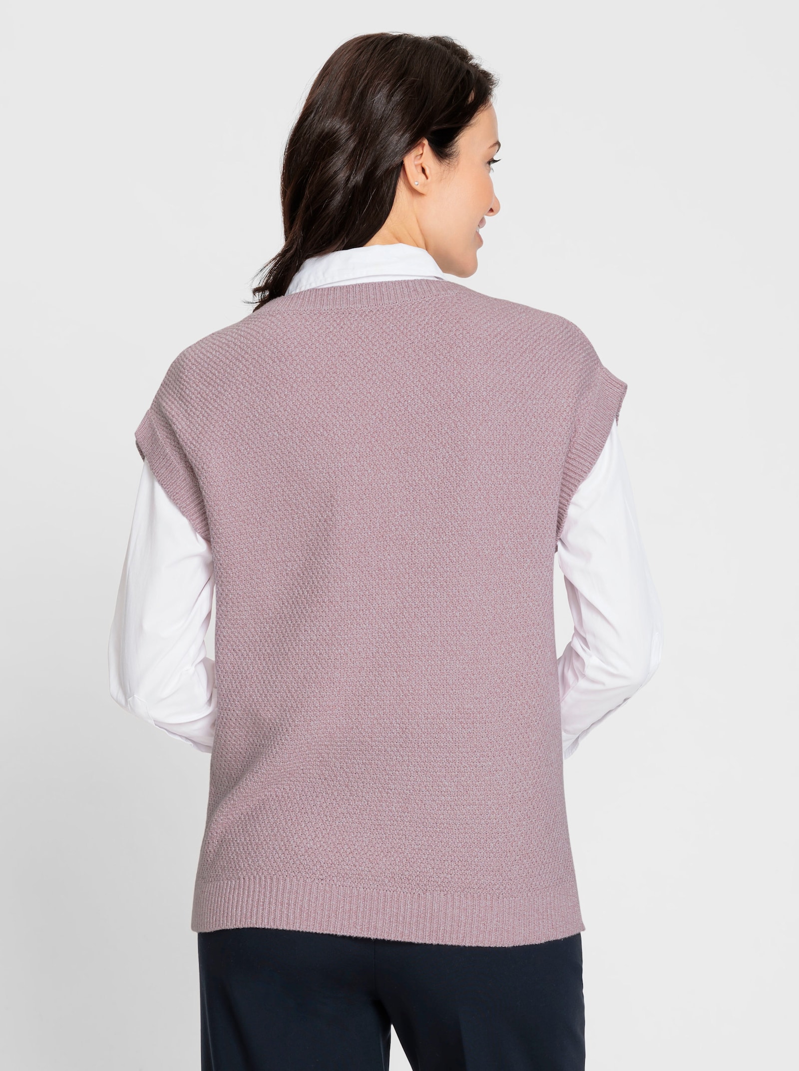 Pullunder in Perlstruktur - mauve-meliert