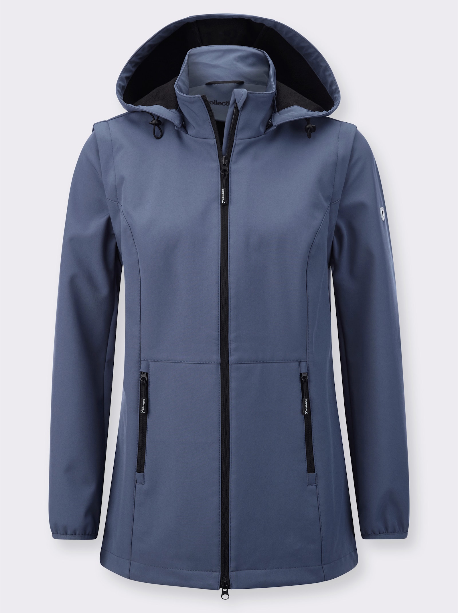 Softshelljacke mit weitenregulierbarer Kapuze - rauchblau