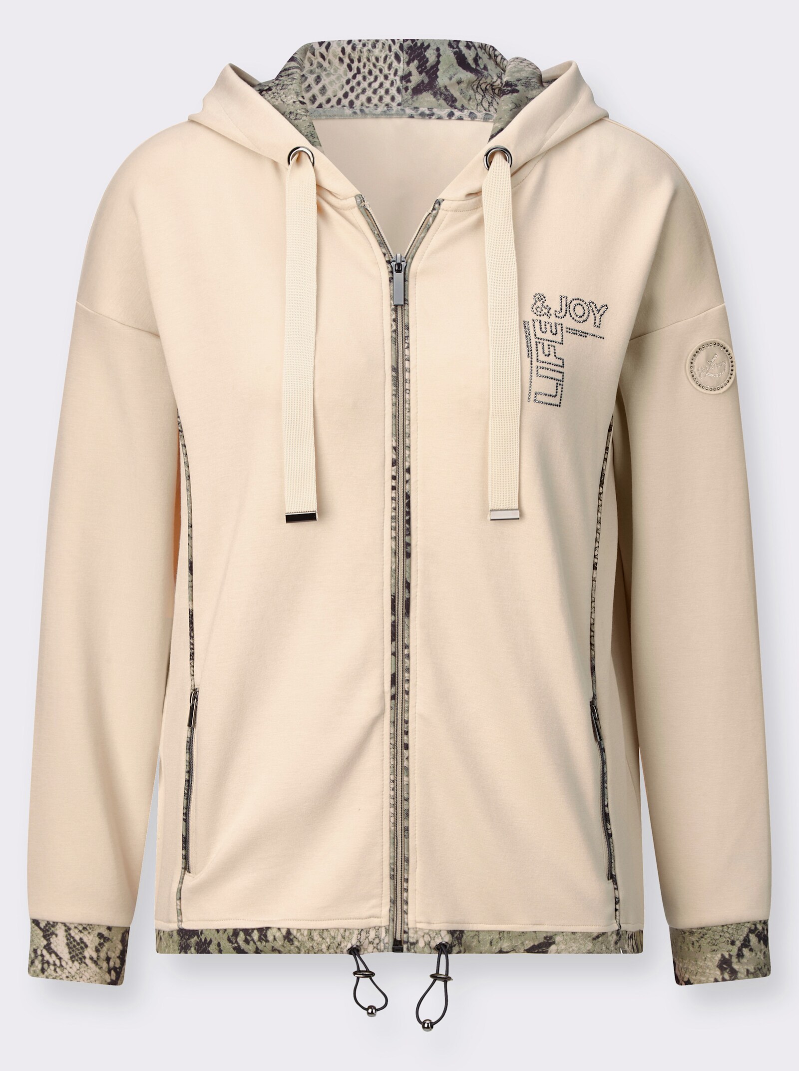 Shirtjacke mit Metallplättchen-Verzierung - elfenbein-graphit