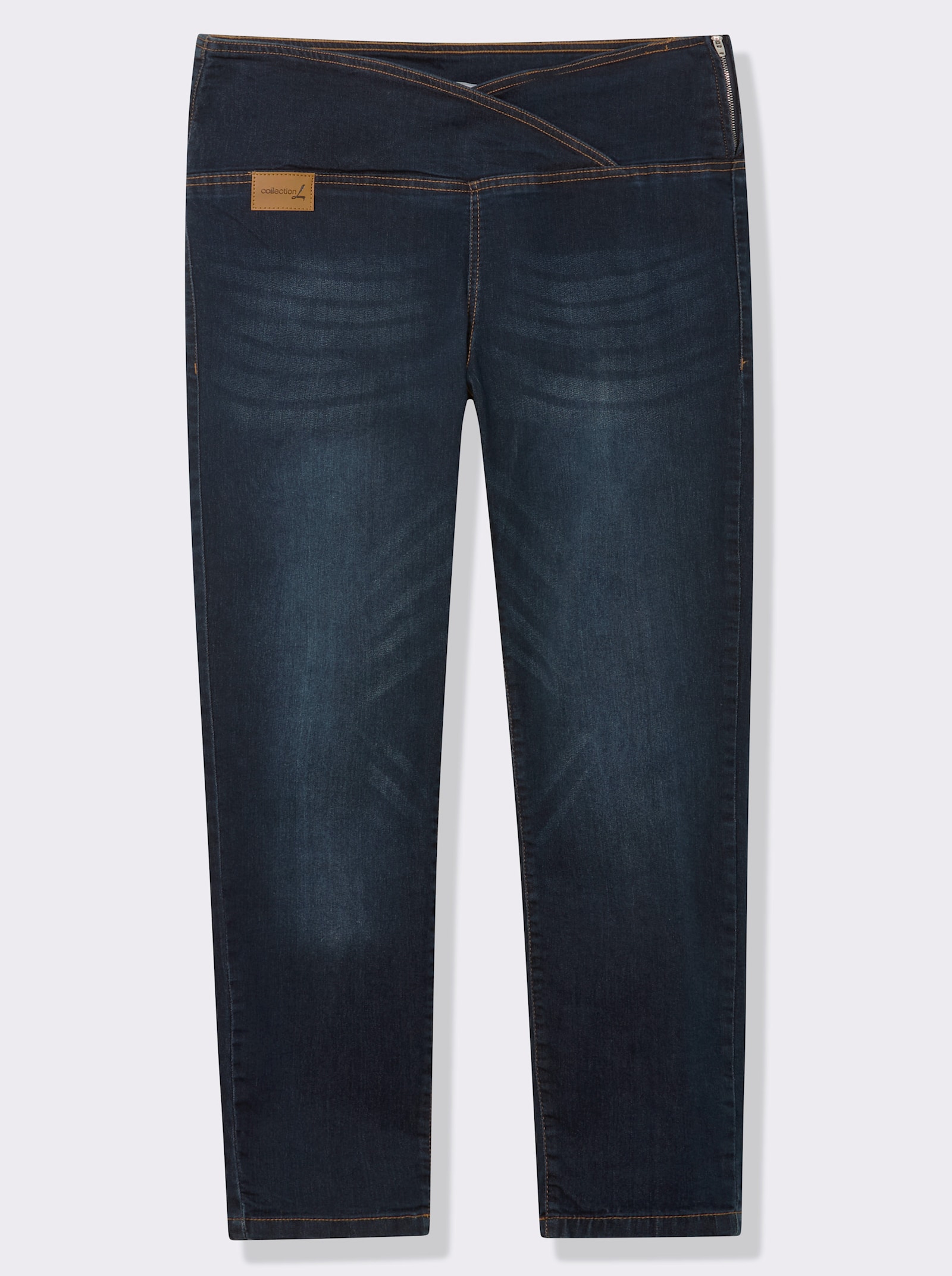 Stretch-Jeans mit überlappendem Bund - dark blue