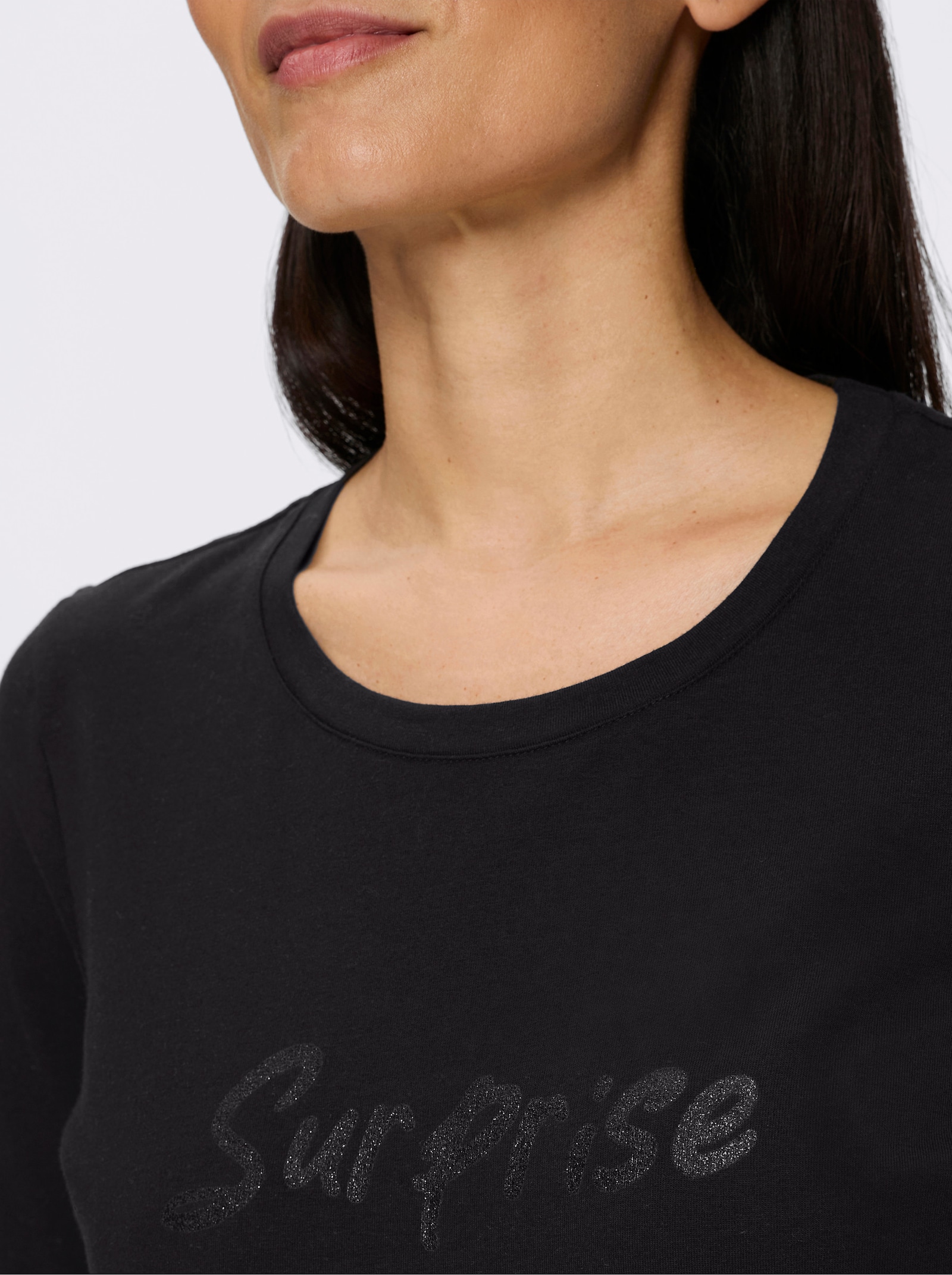 heine 3/4-Arm-Shirt mit Schriftzug - schwarz