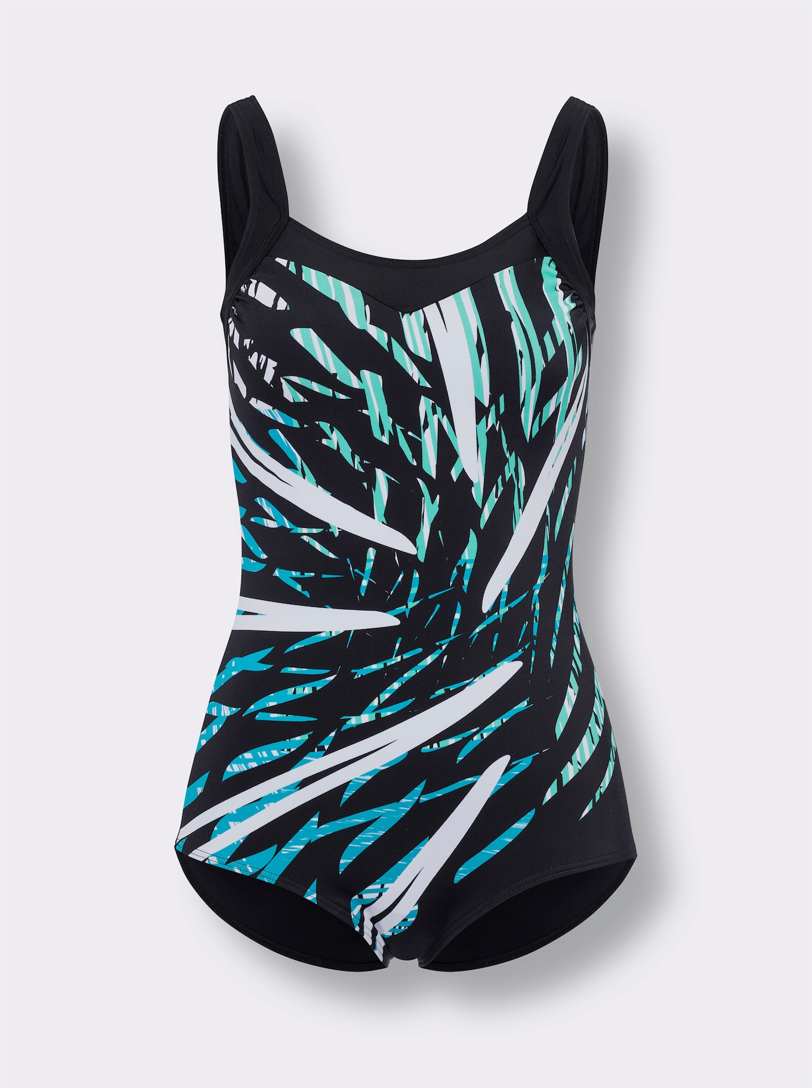 Badpak met gevoerd voorpand - zwart geprint