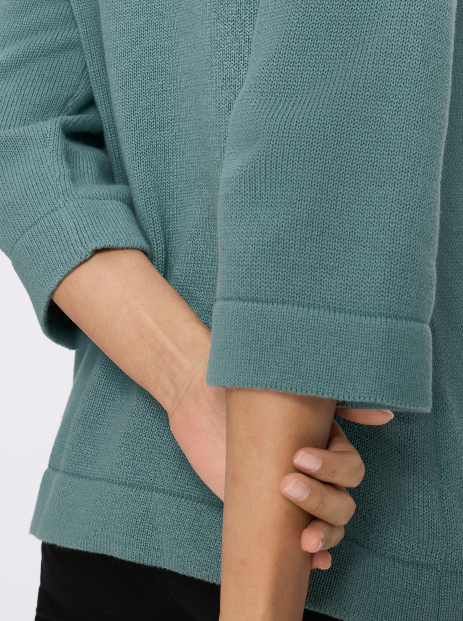 Stehkragenpullover mit 3/4-Ärmeln - jade
