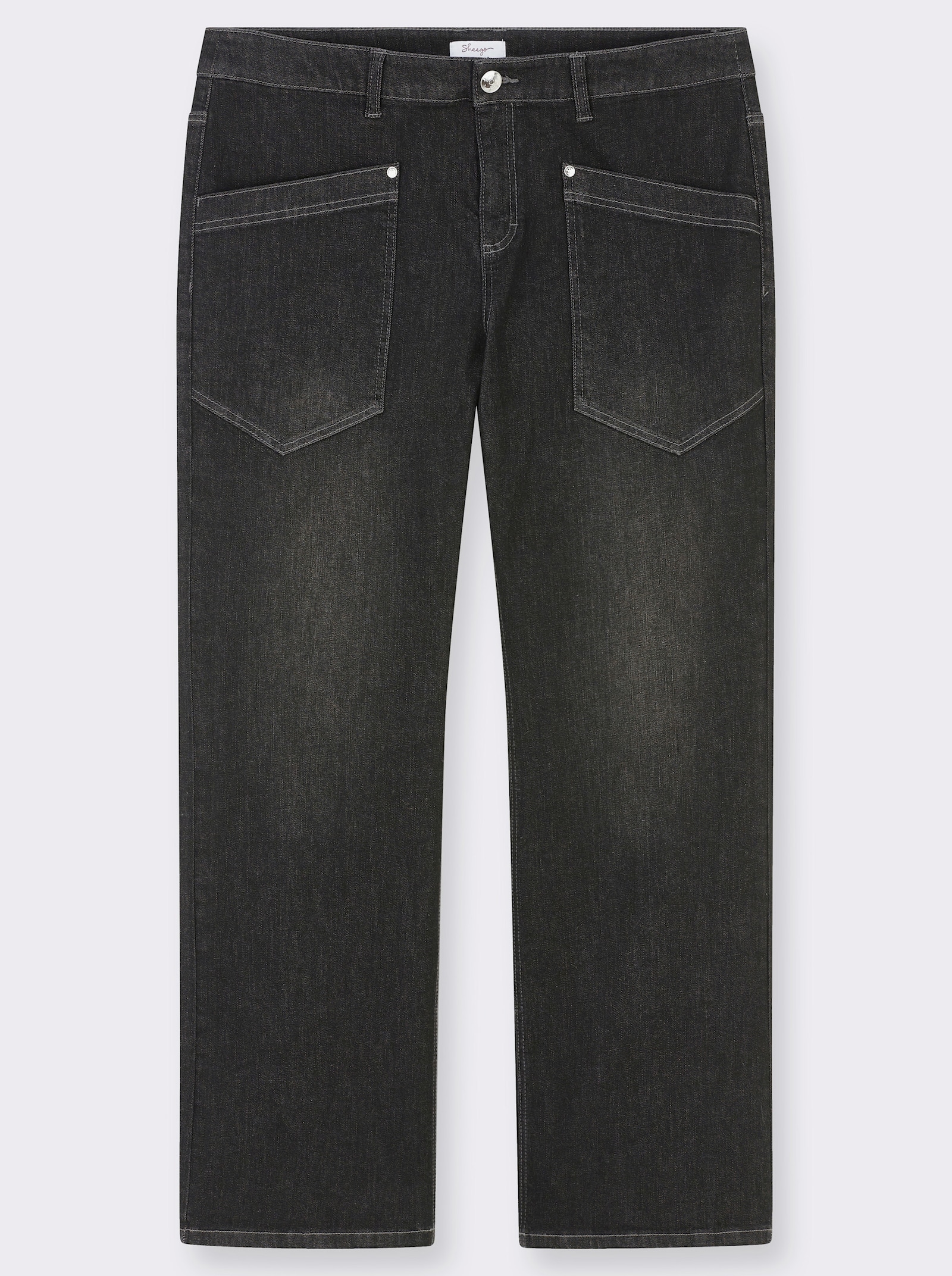 sheego Bootcut-Jeans mit aufgesetzten Taschen - black denim