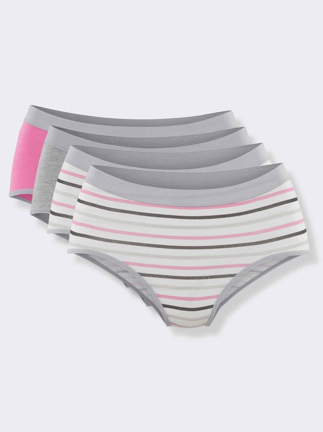 wäschepur Hüftslip - 2x uni + 2x geringelt