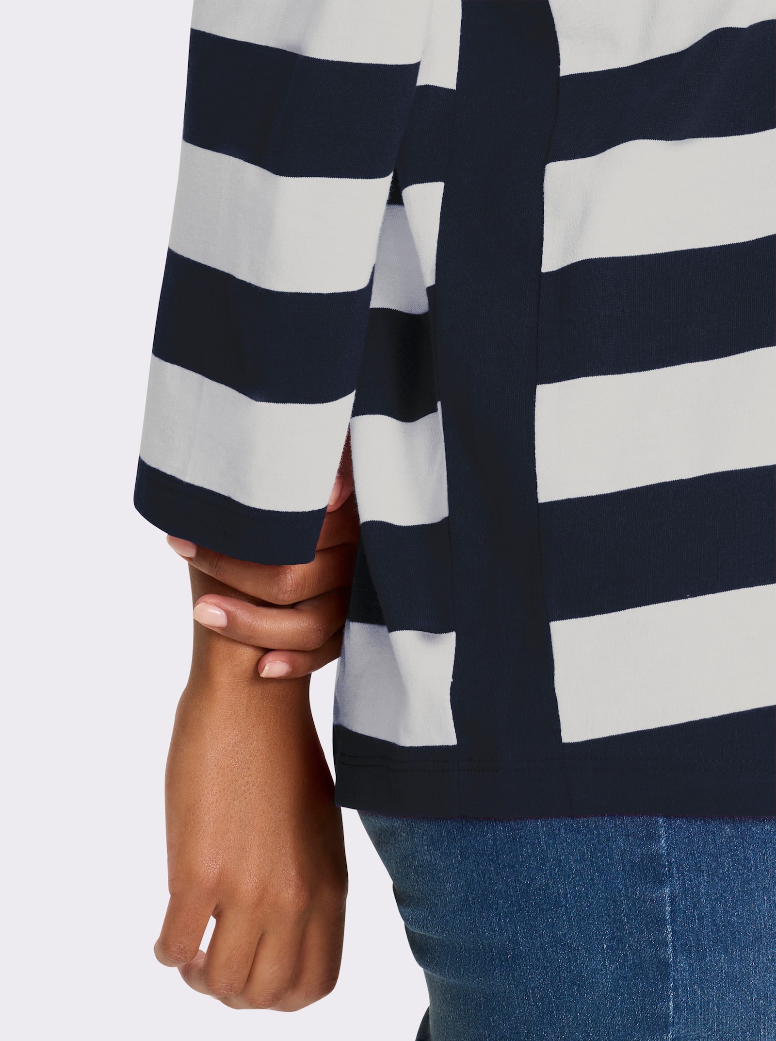 heine Ringelshirt mit seitlichen Einsätzen - marine-weiß-geringelt